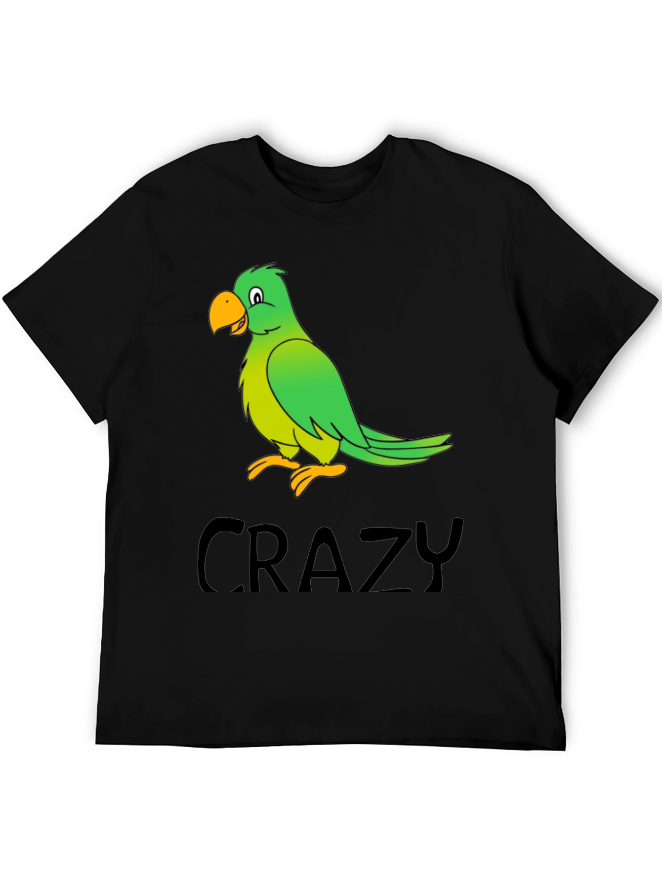 Crazy Parrot Graphic Tee - Black Cotton T-Shirt