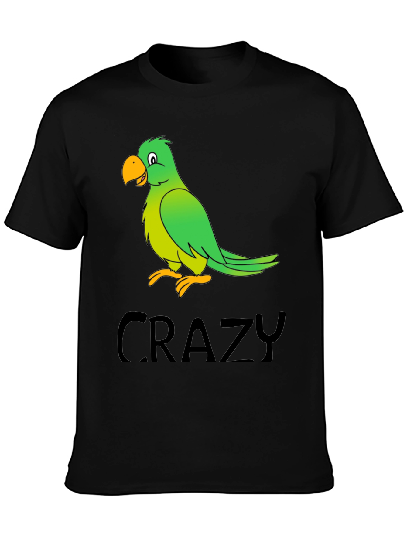 Crazy Parrot Graphic Tee - Black Cotton T-Shirt