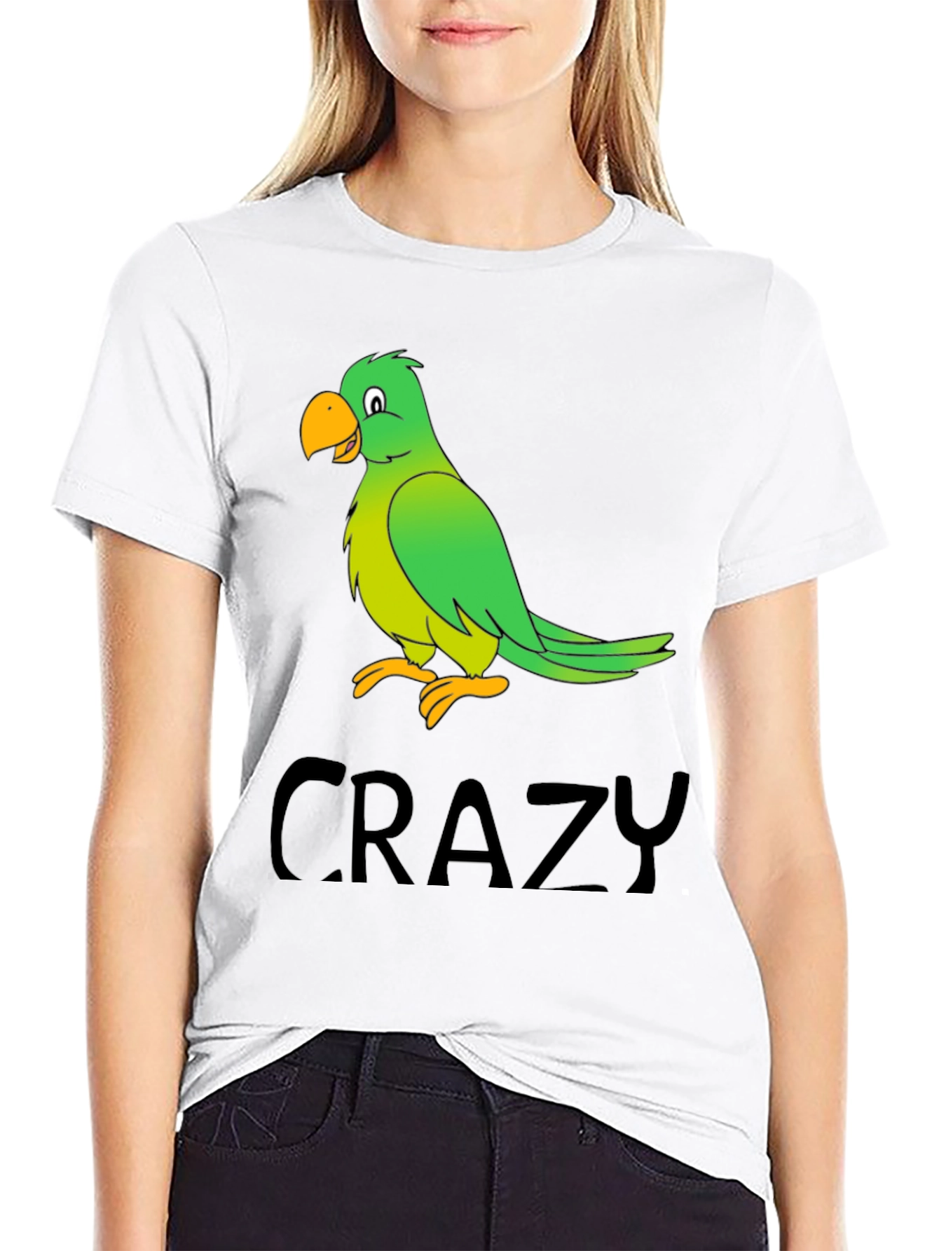 Crazy Parrot Graphic Tee - Black Cotton T-Shirt