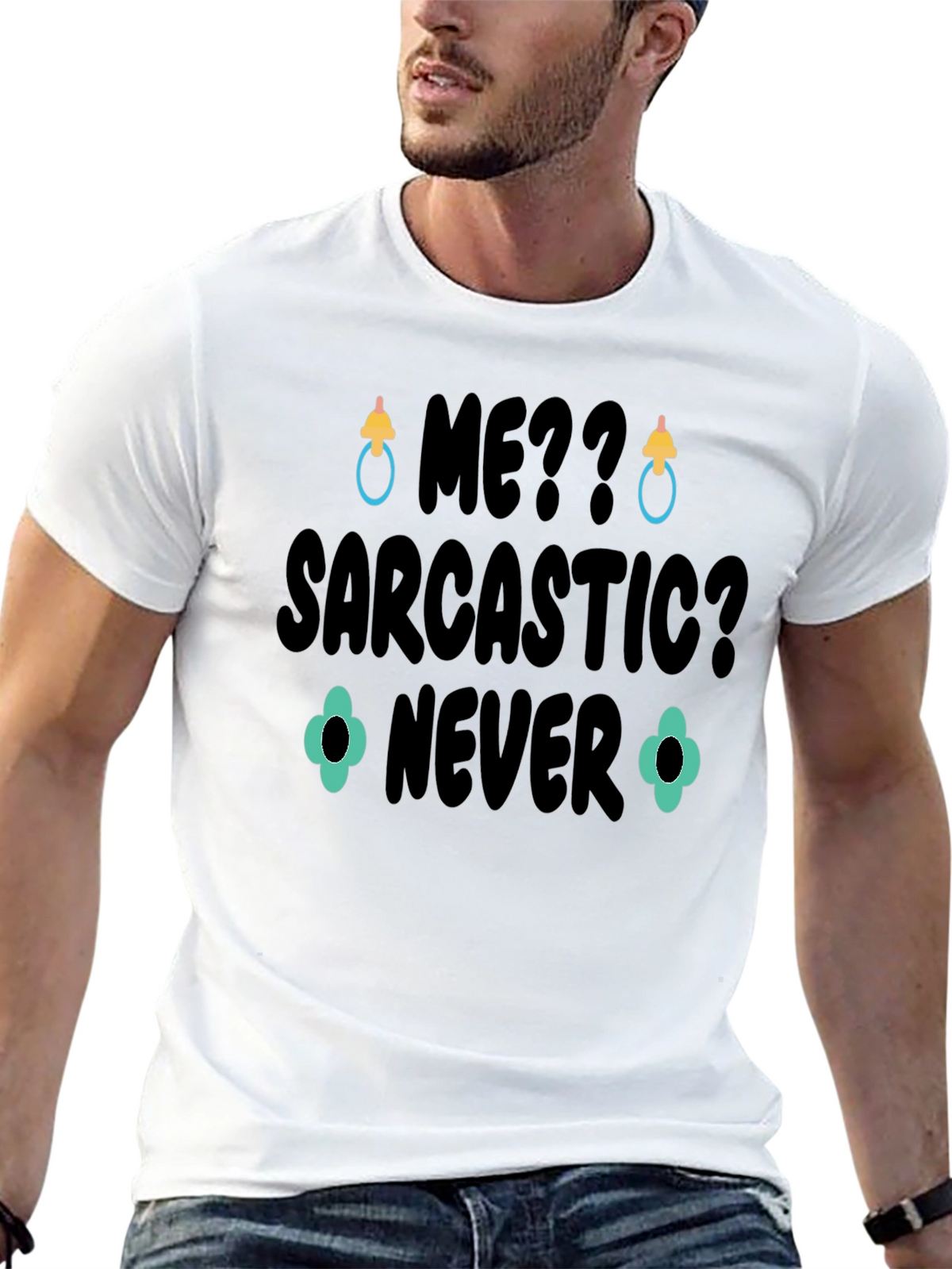 Sarcastic? Never Black Graphic T-Shirt