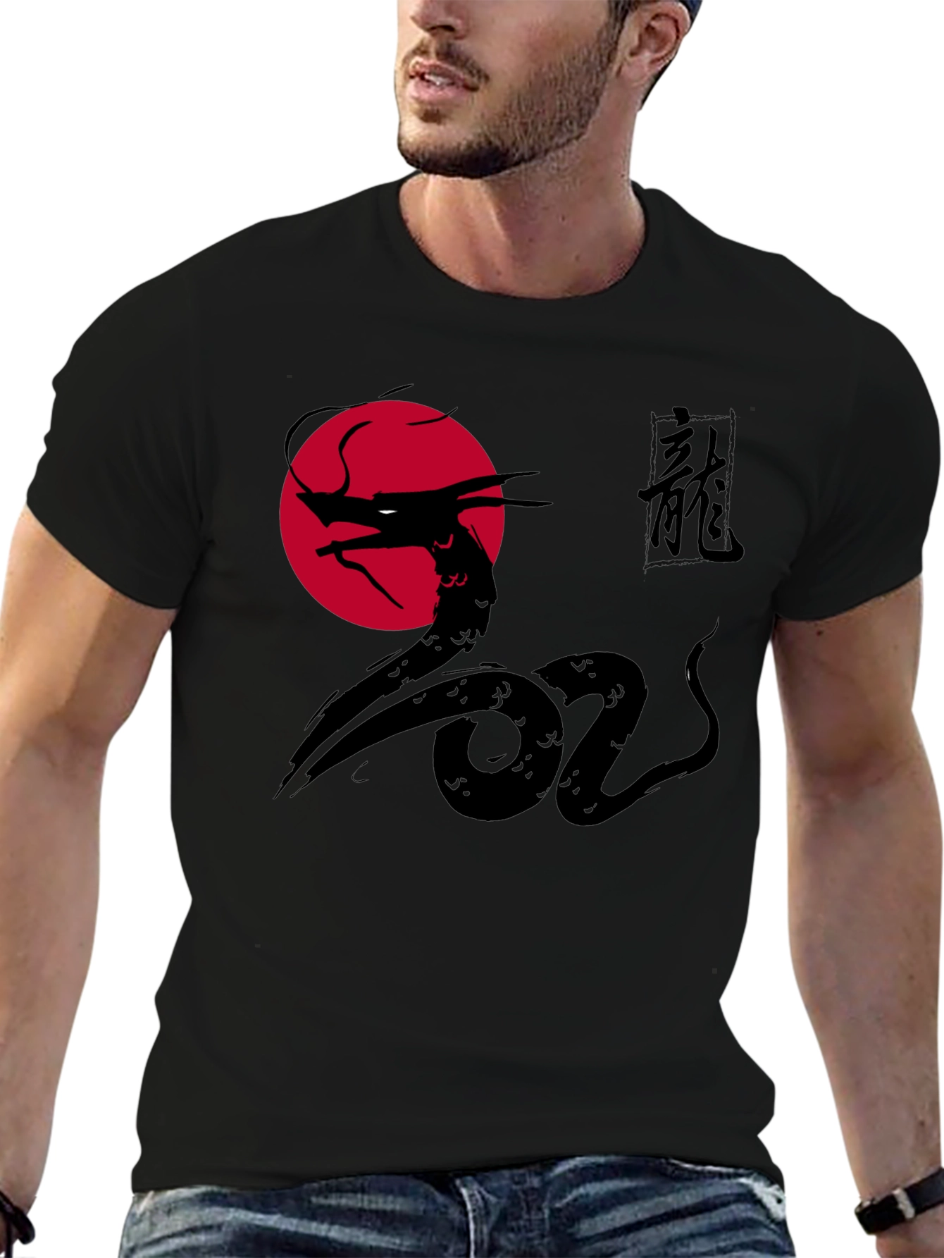 Dragon Graphic Print Black Tee
