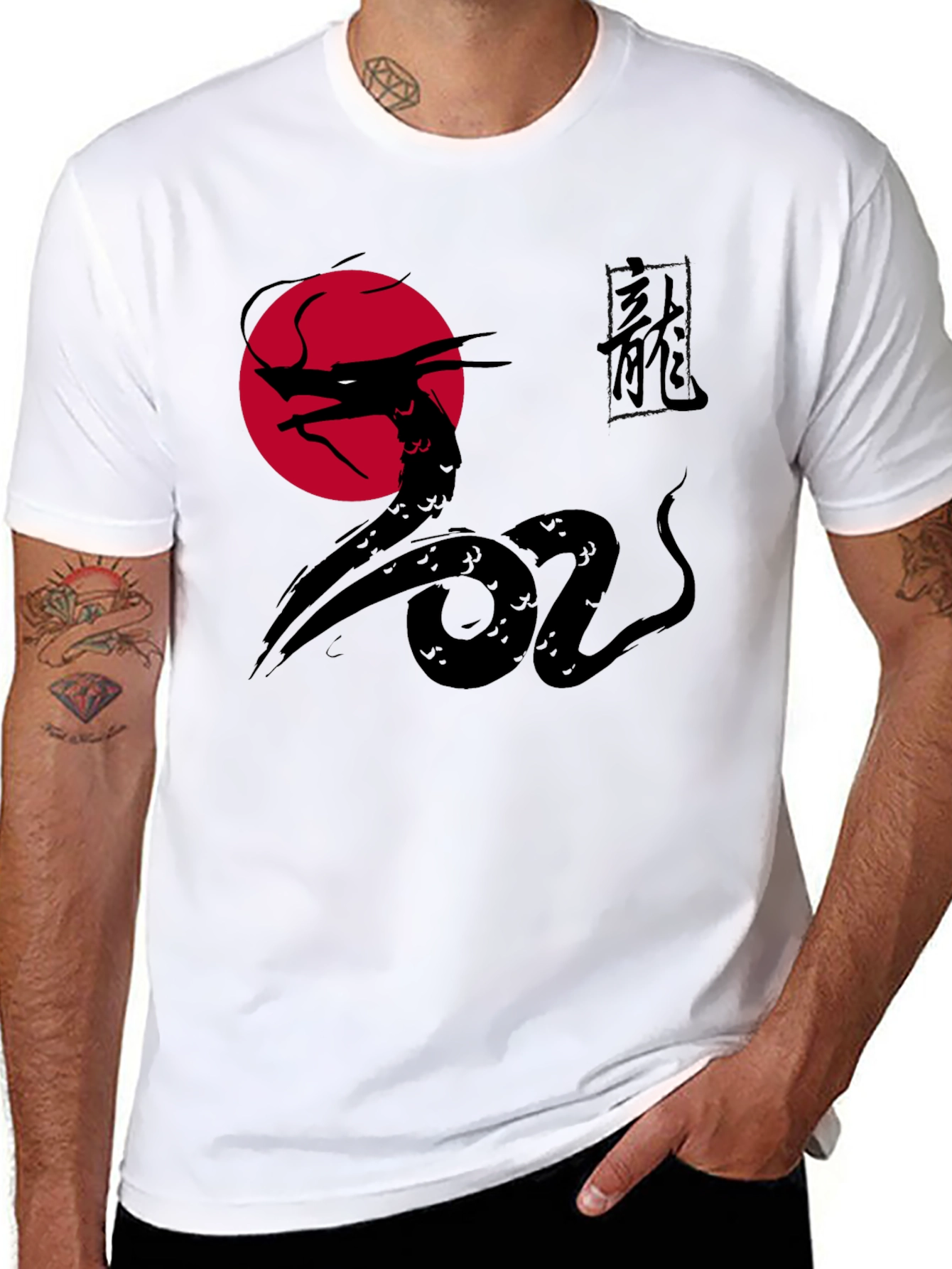 Dragon Graphic Print Black Tee