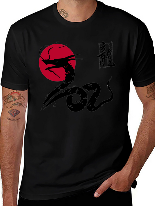 Dragon Graphic Print Black Tee