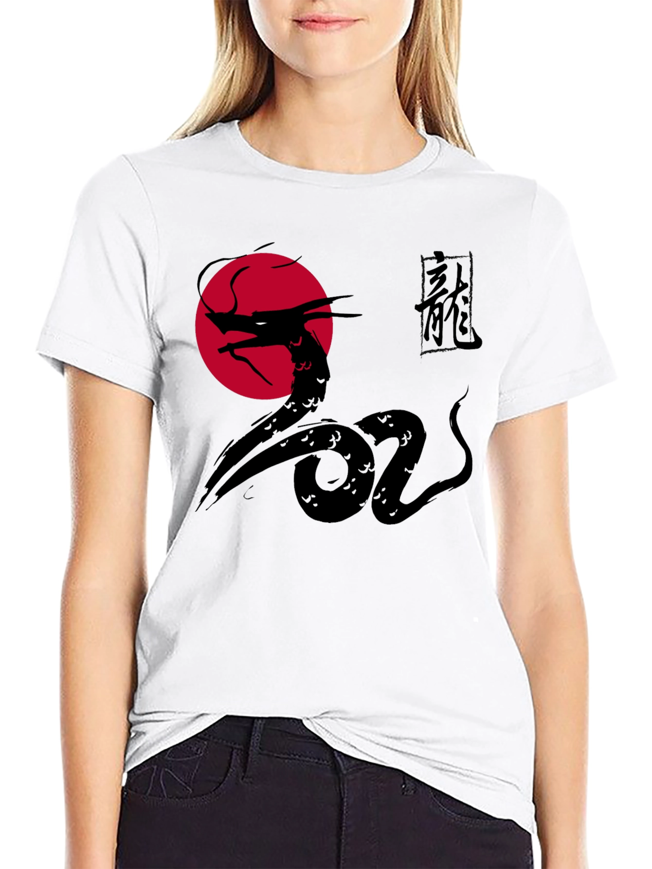Dragon Graphic Print Black Tee