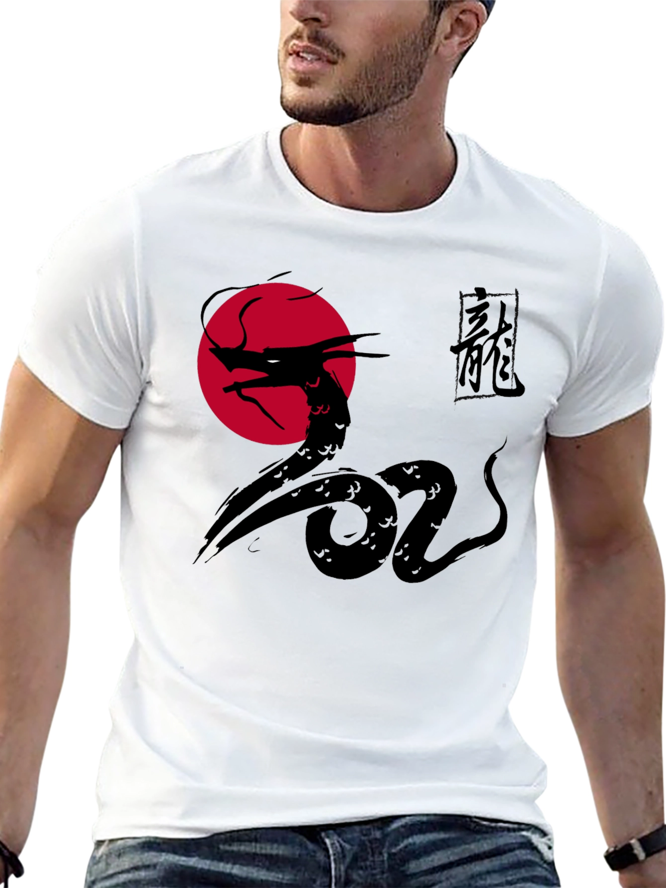 Dragon Graphic Print Black Tee