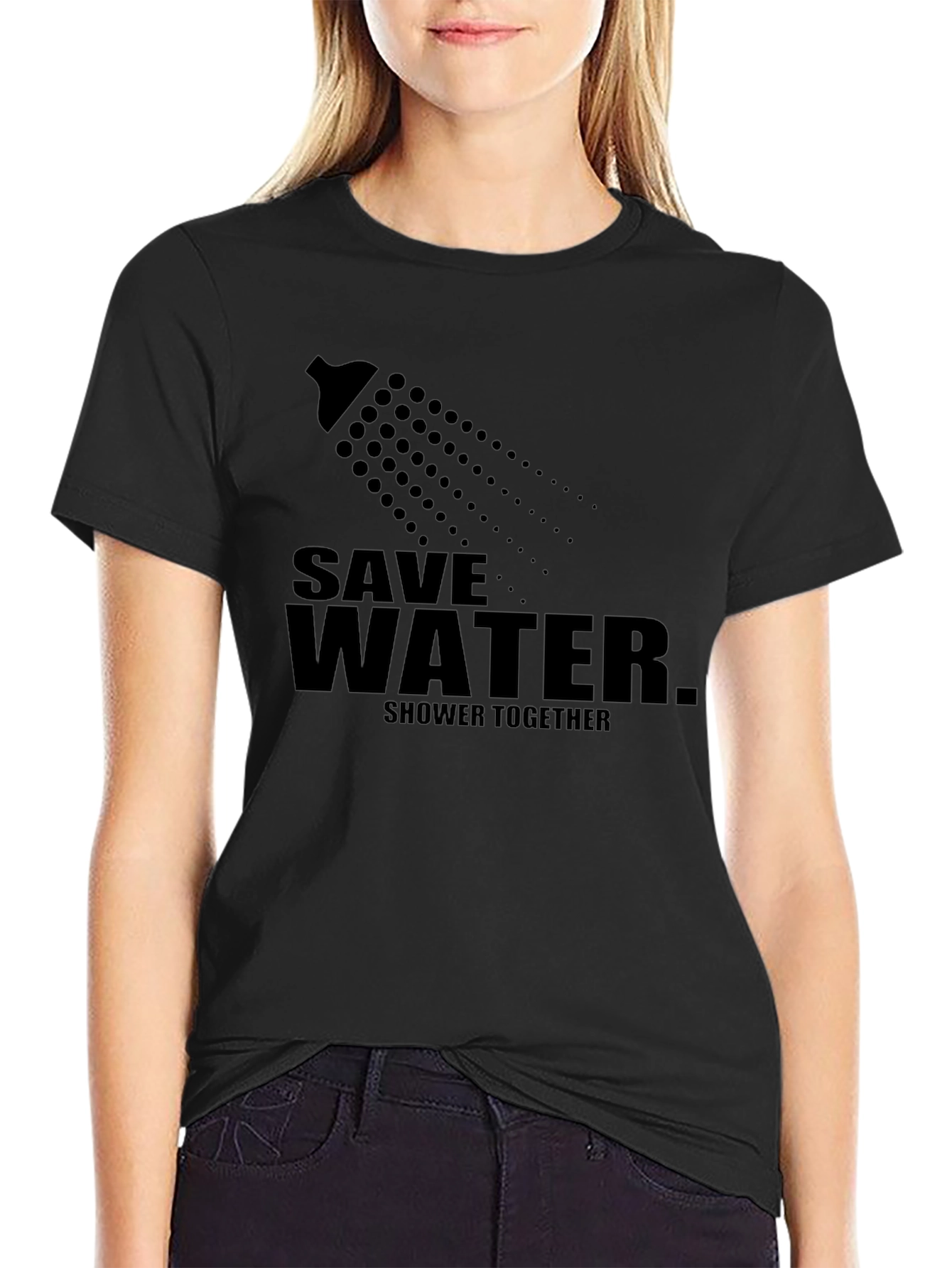 Save Water Shower Together Graphic Tee - Black