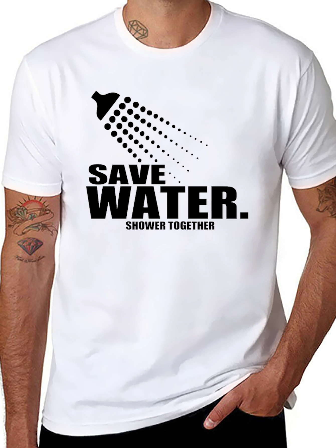 Save Water Shower Together Graphic Tee - Black