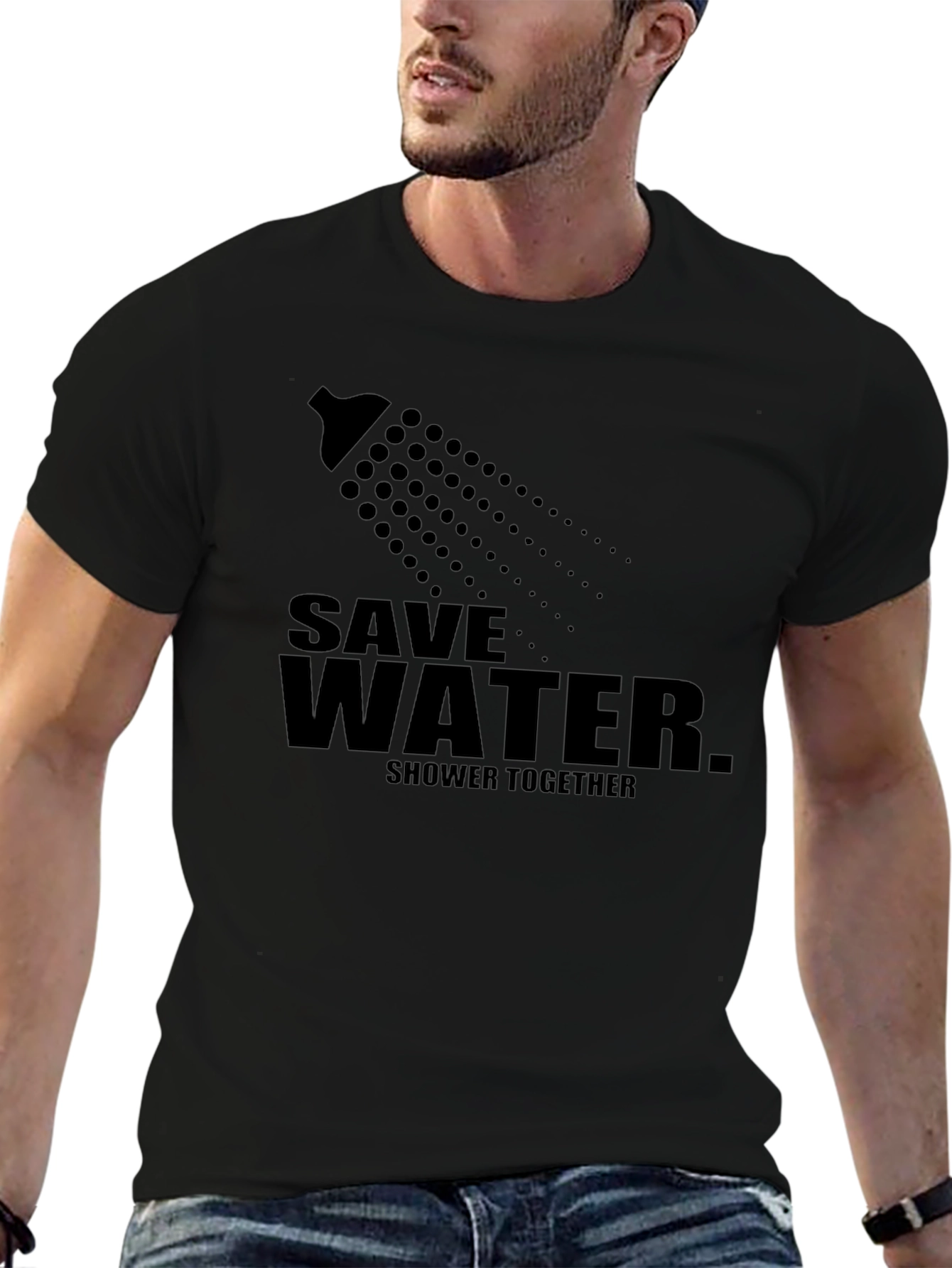 Save Water Shower Together Graphic Tee - Black
