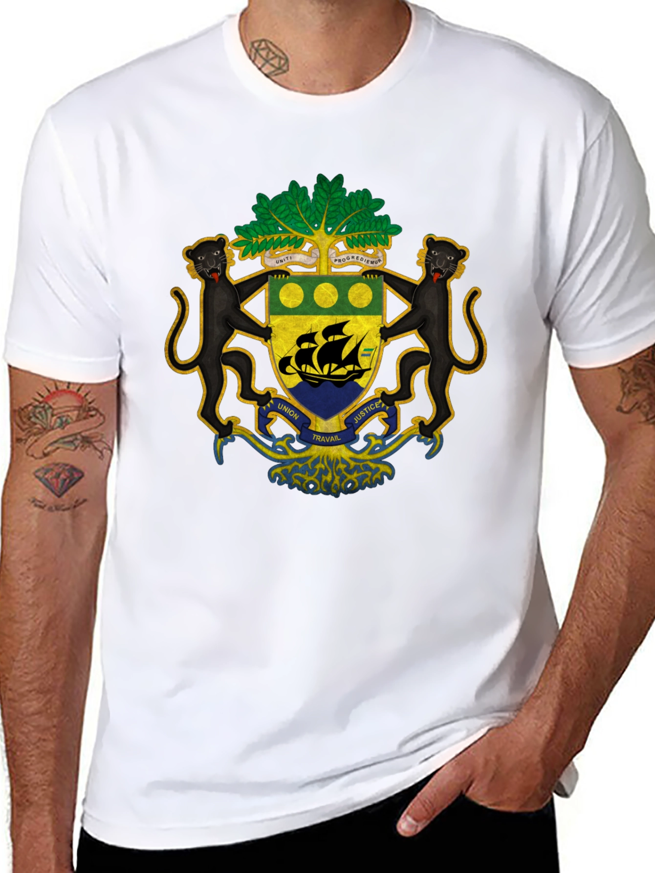 Gabon Coat of Arms T-Shirt - Black