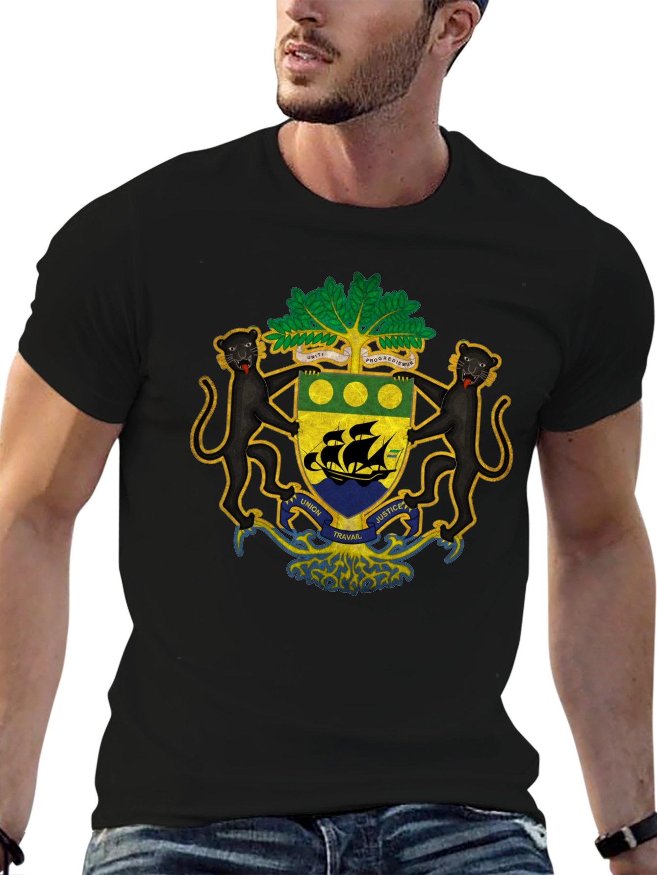 Gabon Coat of Arms T-Shirt - Black