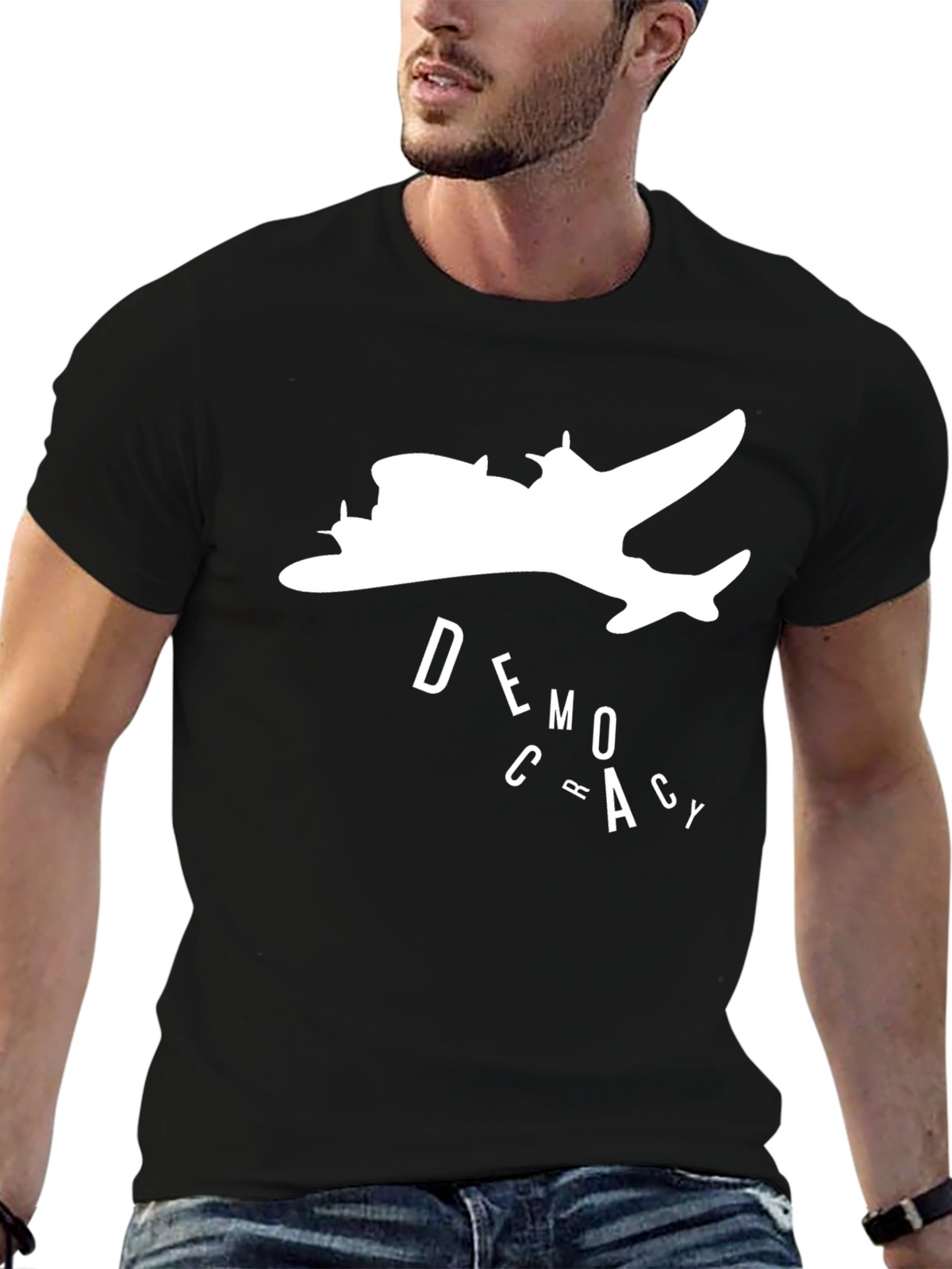 Democracy Airplane Graphic T-Shirt