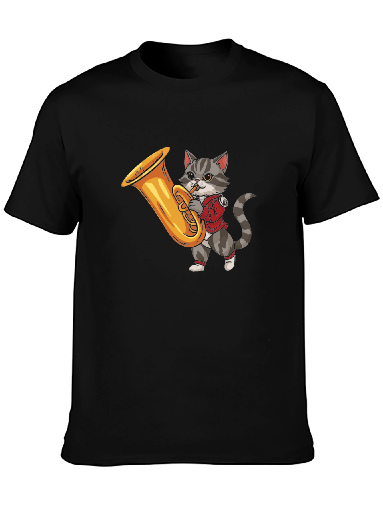 Cat Playing Tuba Graphic T-Shirt