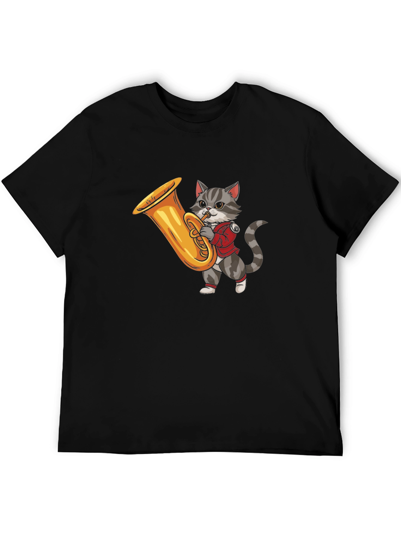 Cat Playing Tuba Graphic T-Shirt