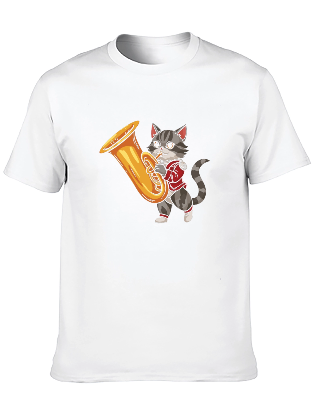 Cat Playing Tuba Graphic T-Shirt