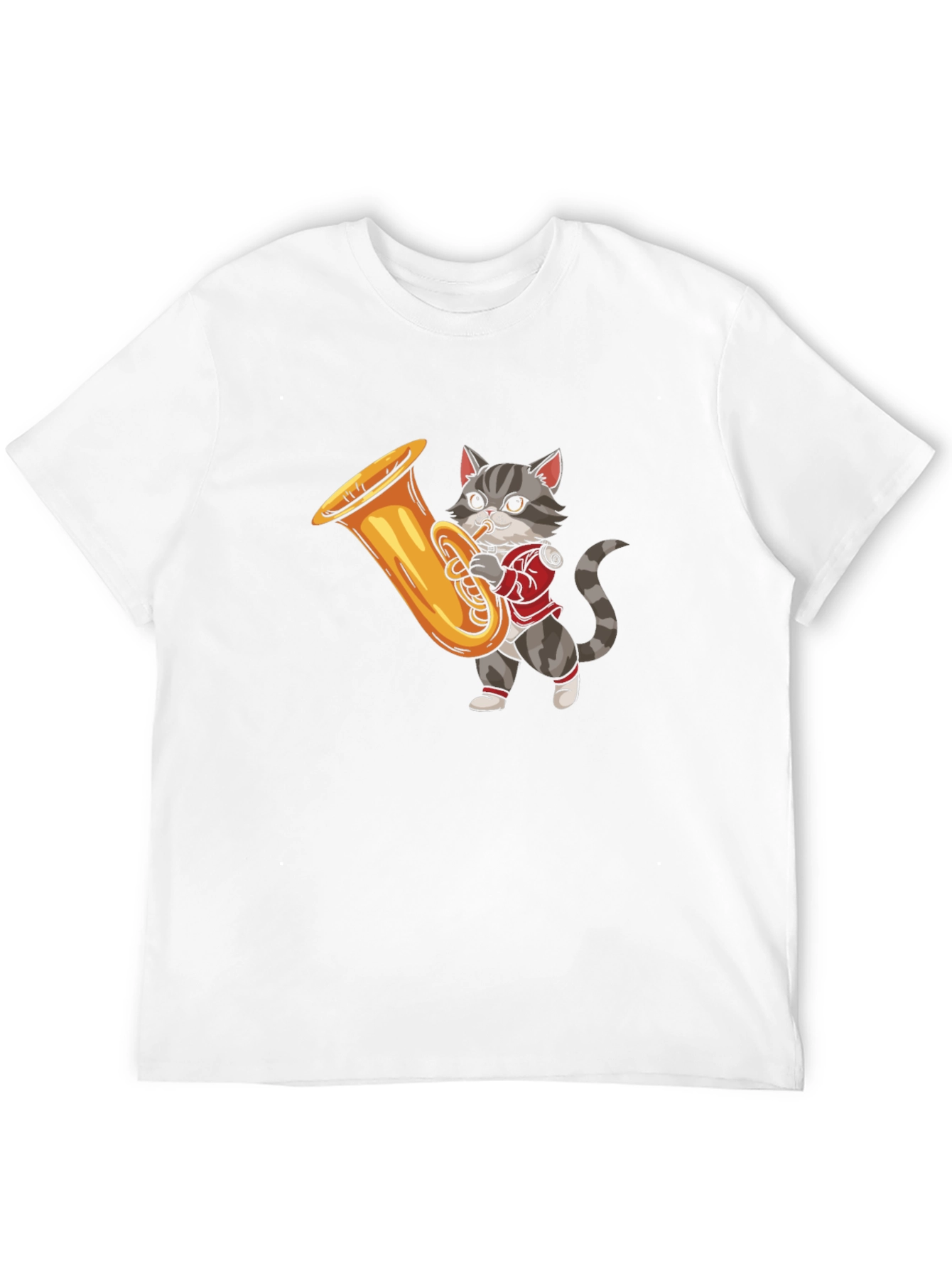 Cat Playing Tuba Graphic T-Shirt