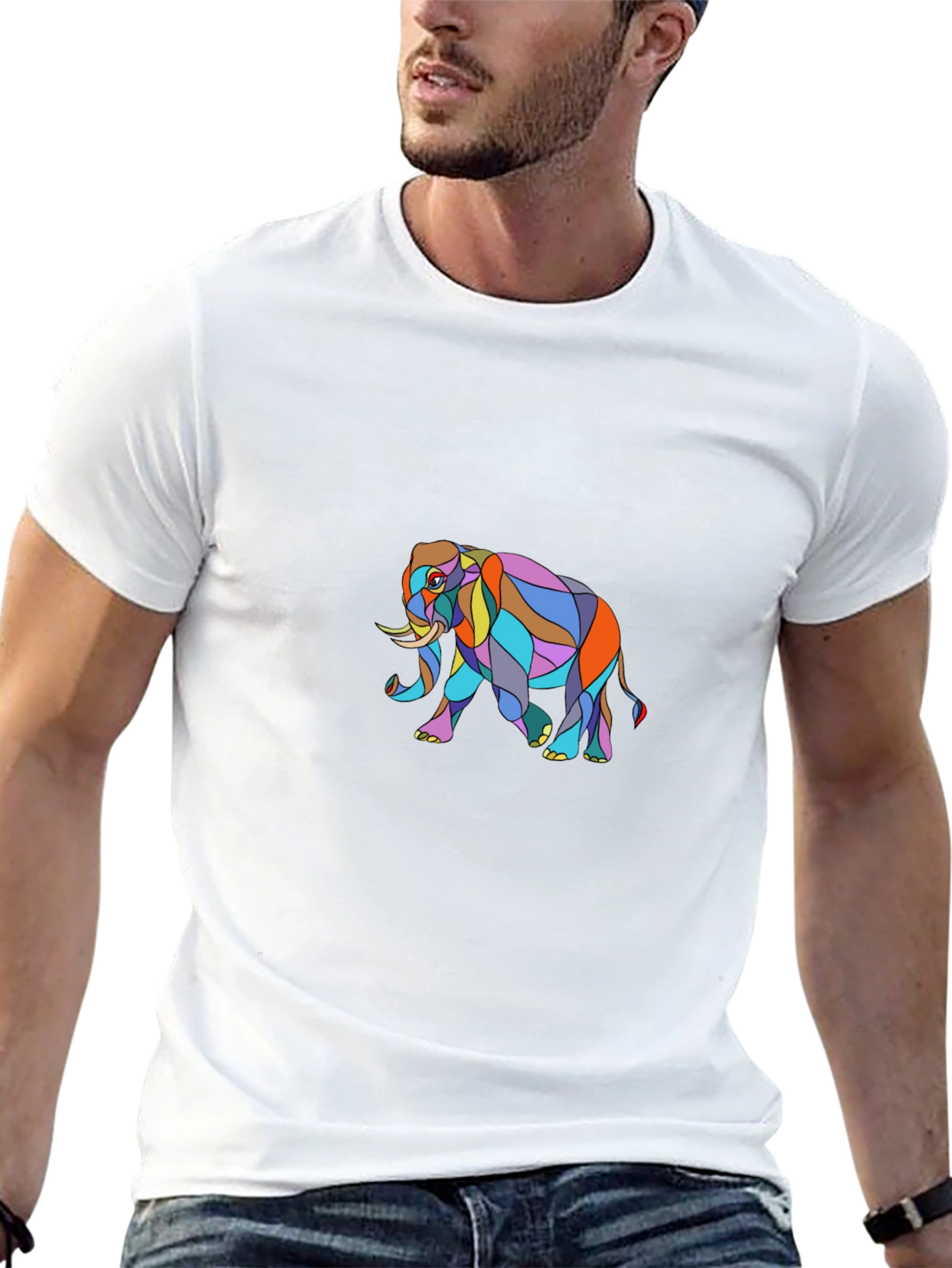 Elephant Graphic T-Shirt - Stylish Mens Black Tee
