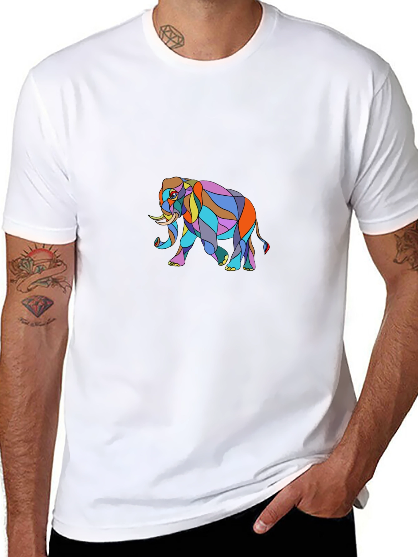Elephant Graphic T-Shirt - Stylish Mens Black Tee