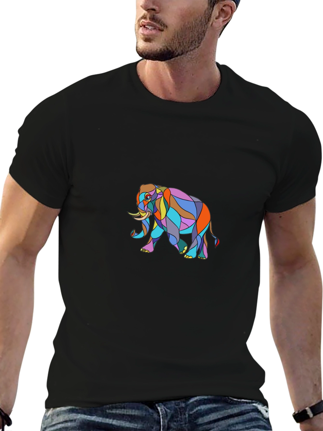 Elephant Graphic T-Shirt - Stylish Mens Black Tee