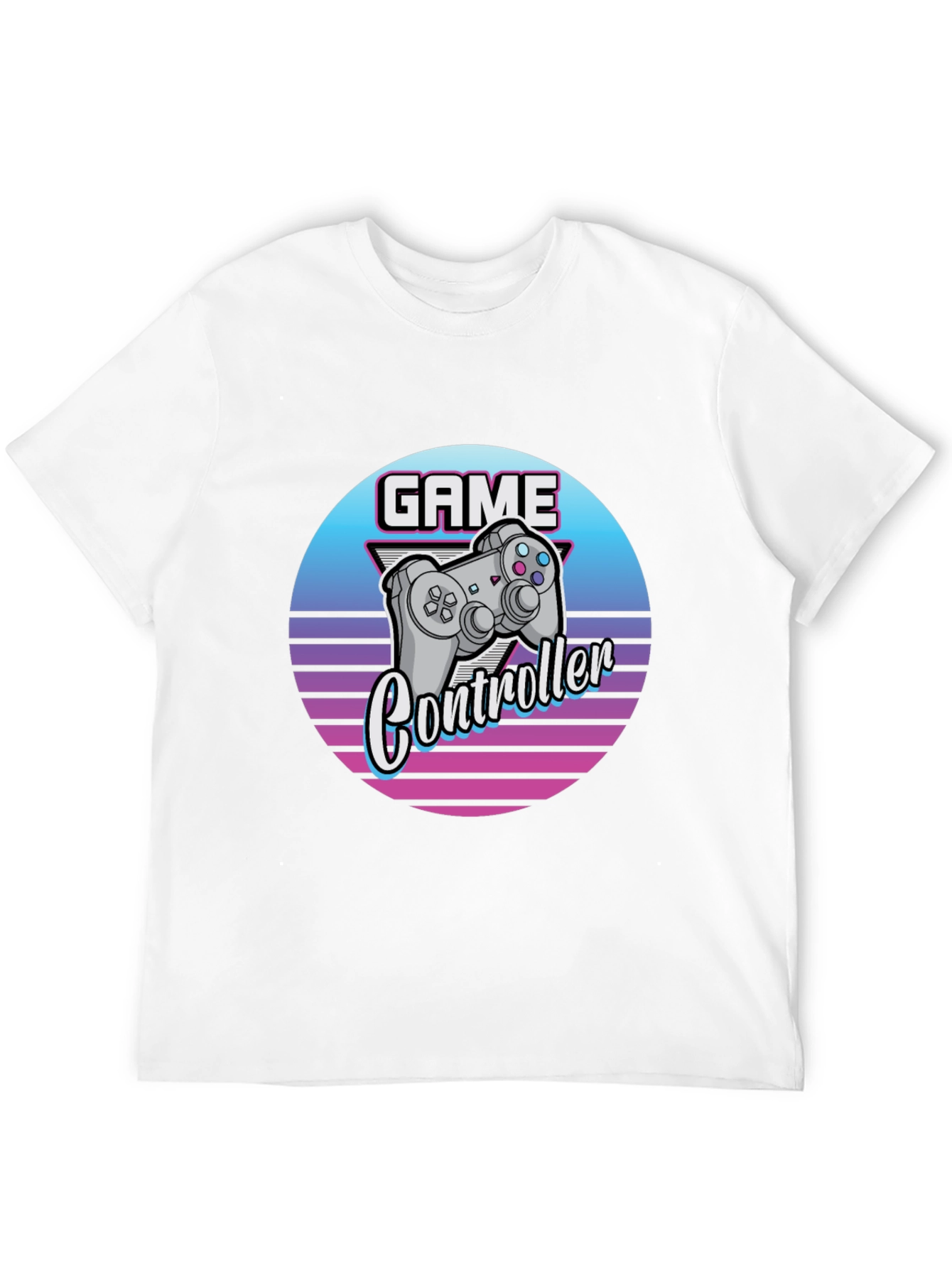 Retro Game Controller Graphic Tee - Black Cotton T-Shirt
