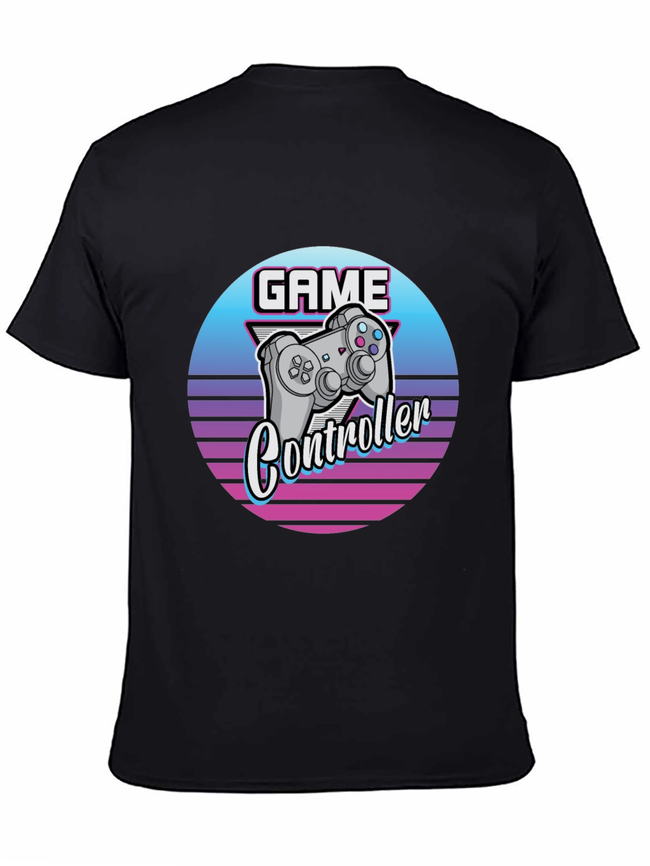 Retro Game Controller Graphic Tee - Black Cotton T-Shirt
