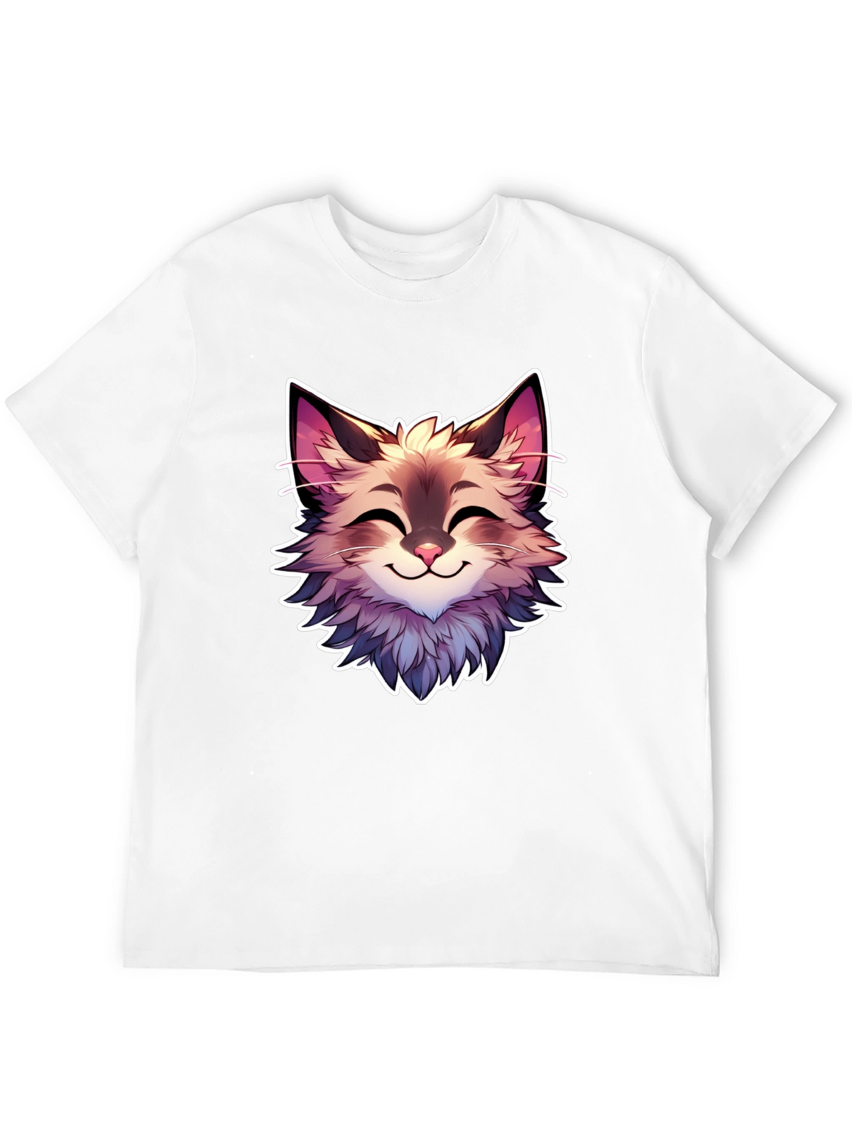 Cute Cartoon Cat Graphic Black T-Shirt
