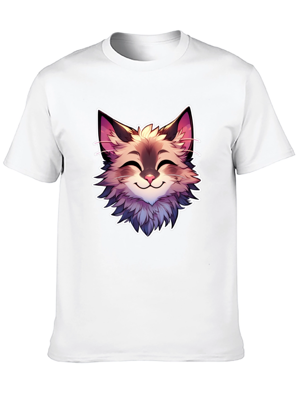Cute Cartoon Cat Graphic Black T-Shirt