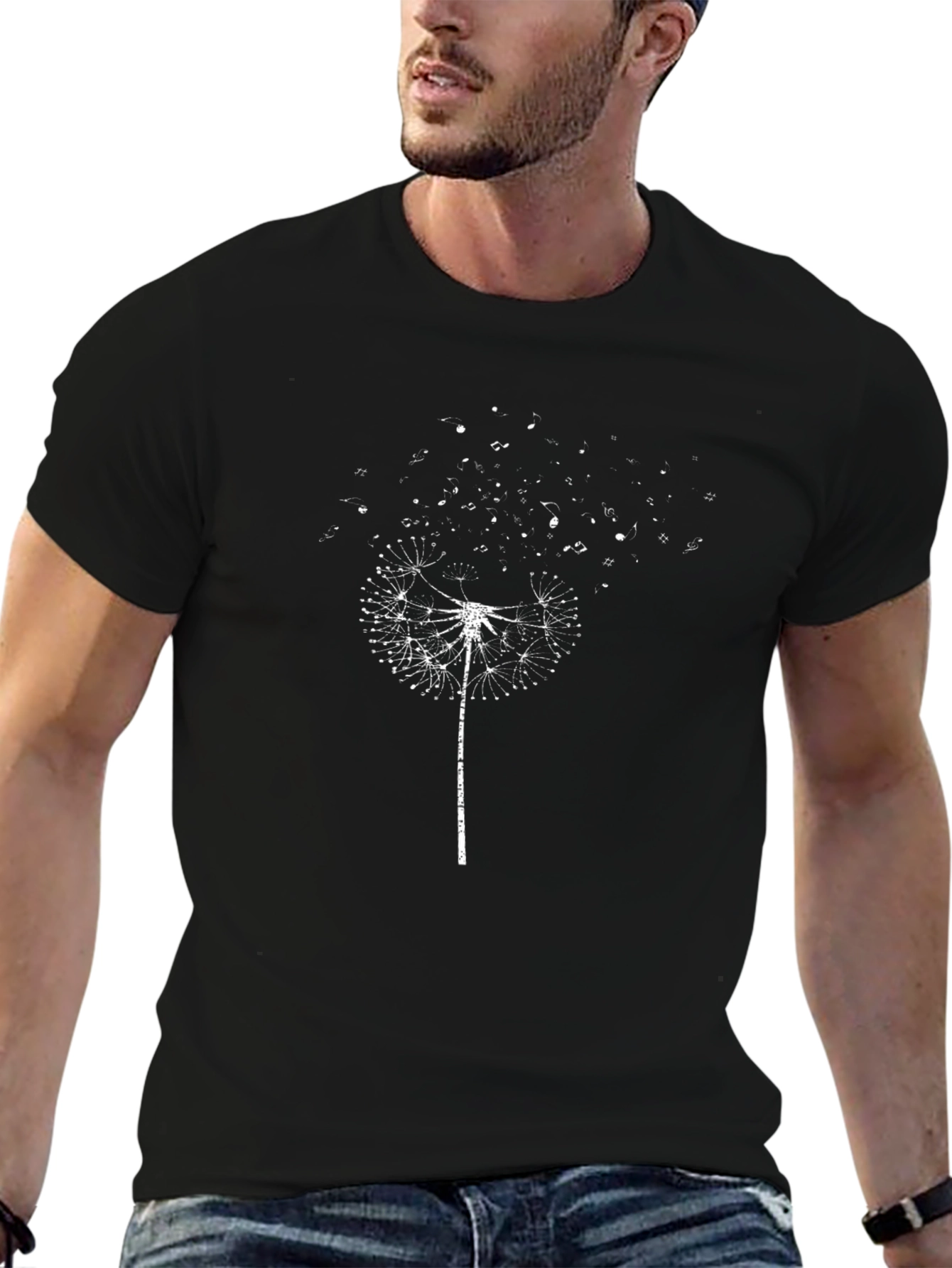 Dandelion Music Notes Black T-Shirt