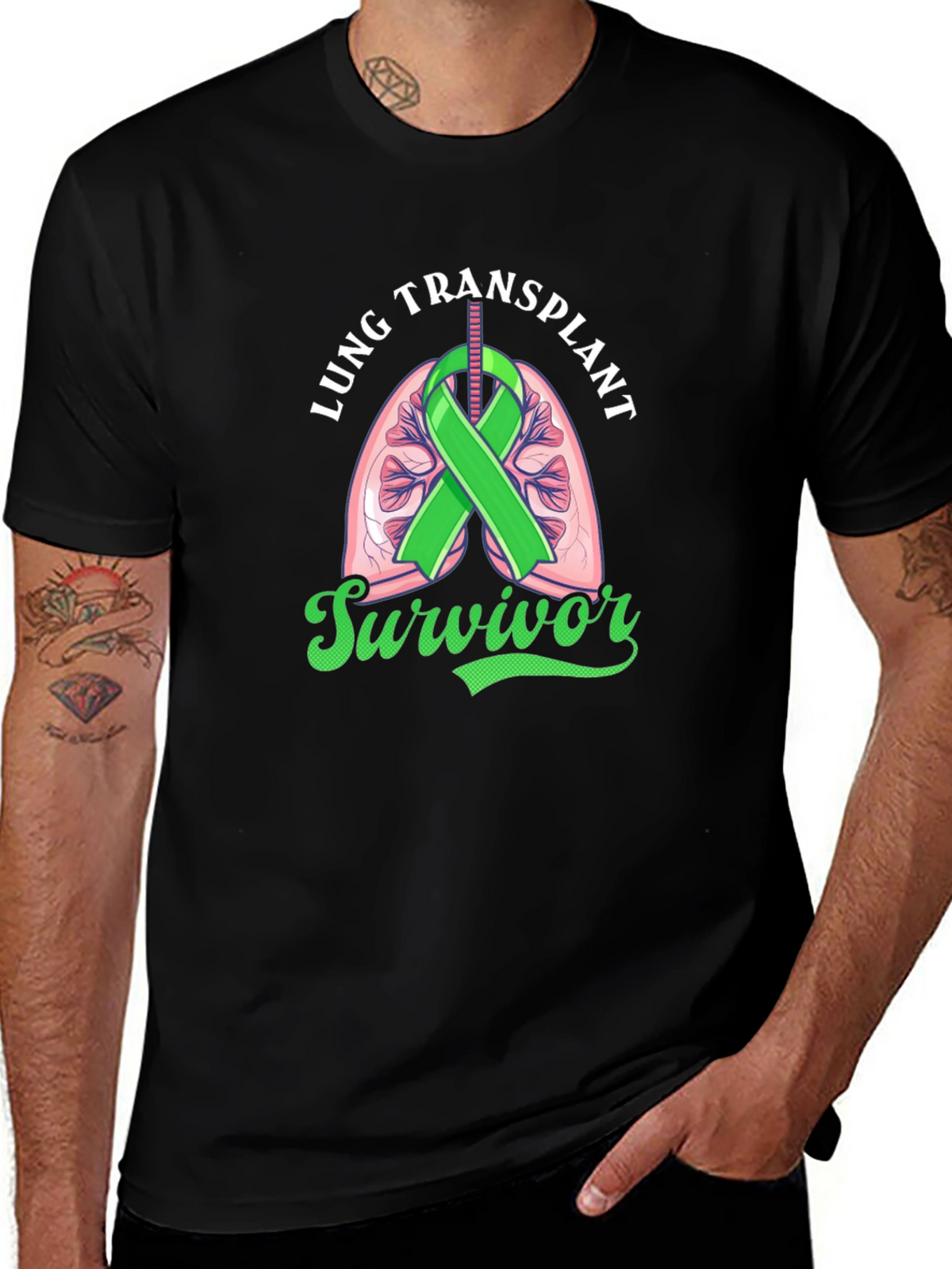 Lung Transplant Survivor Black T-Shirt