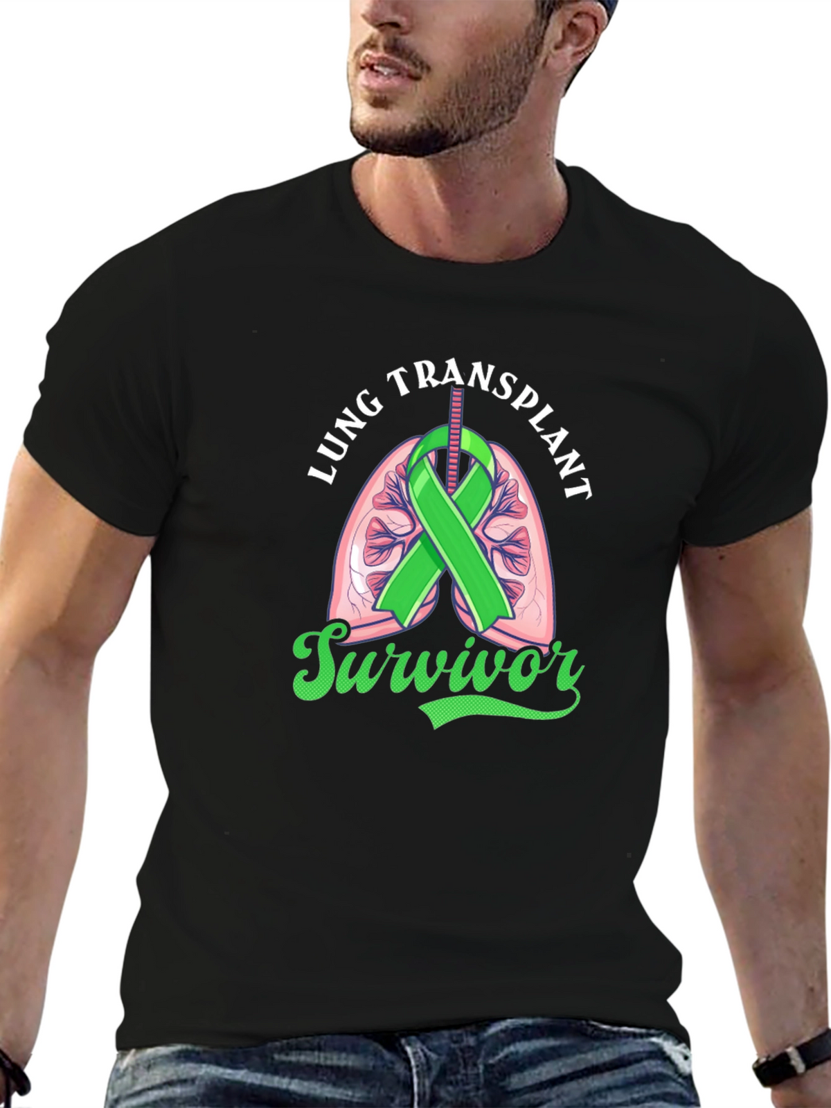 Lung Transplant Survivor Black T-Shirt