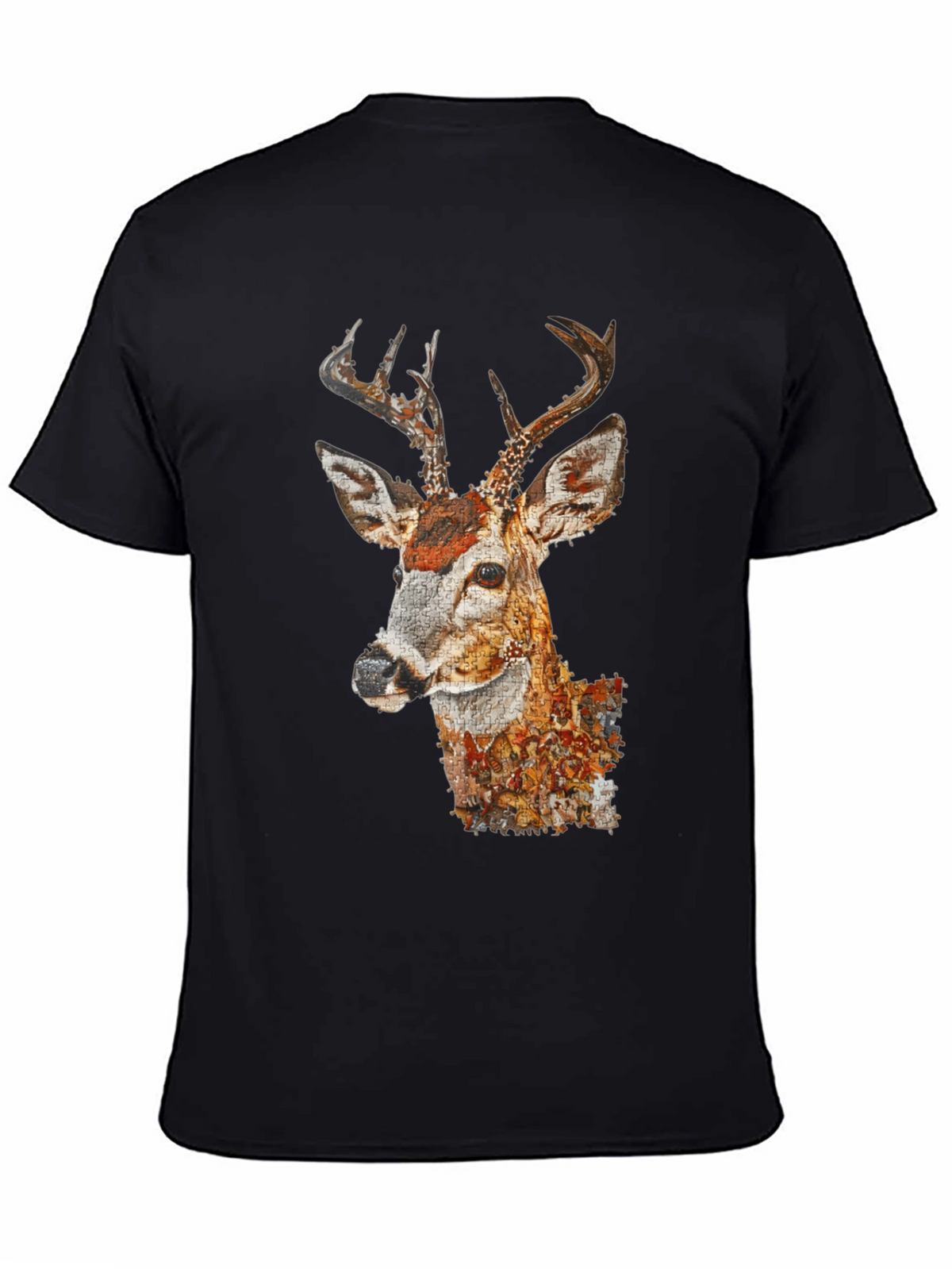 Deer Portrait Graphic Tee - Mens Black T-Shirt
