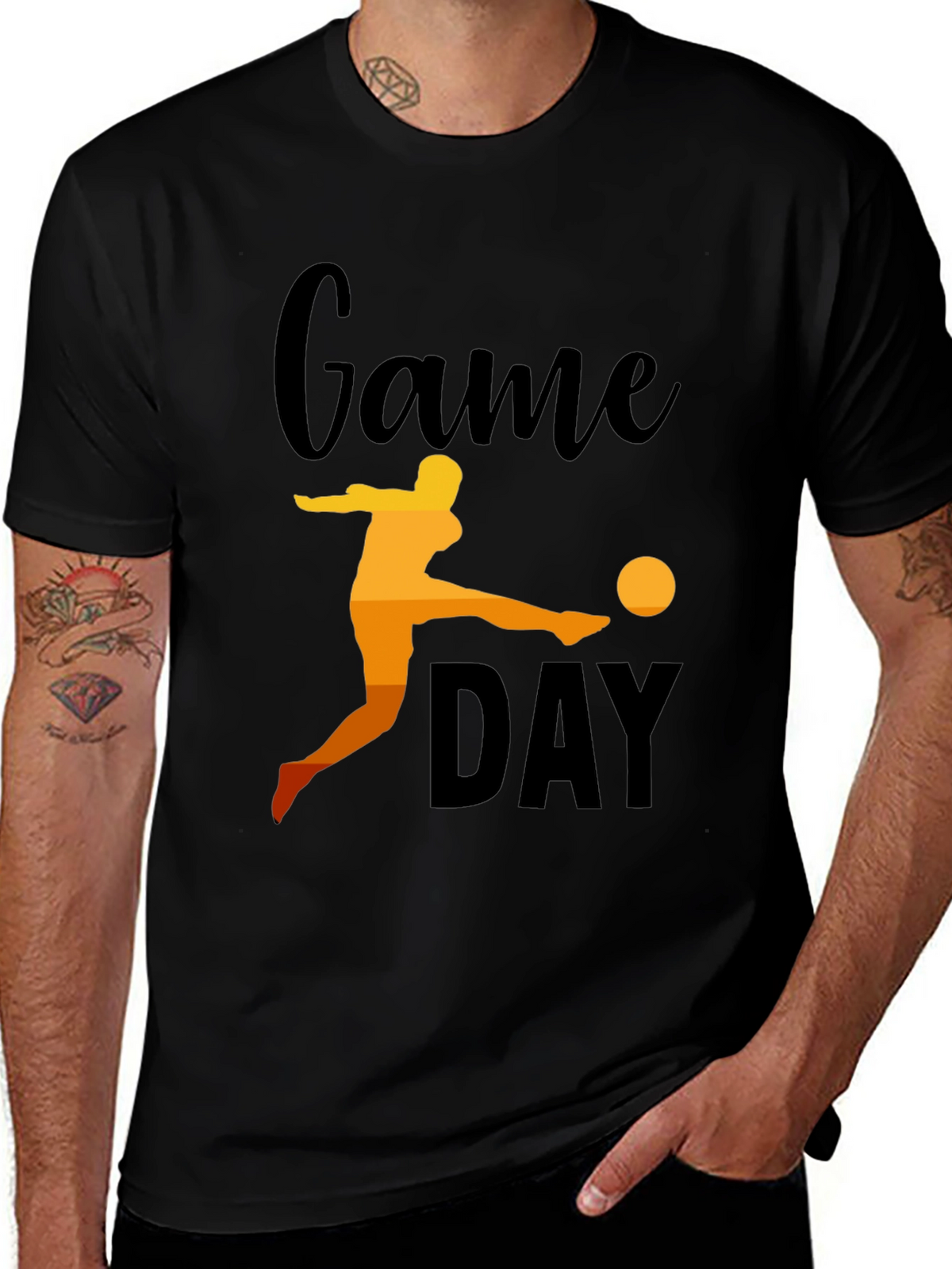 Game Day Soccer Graphic Tee - Black Cotton