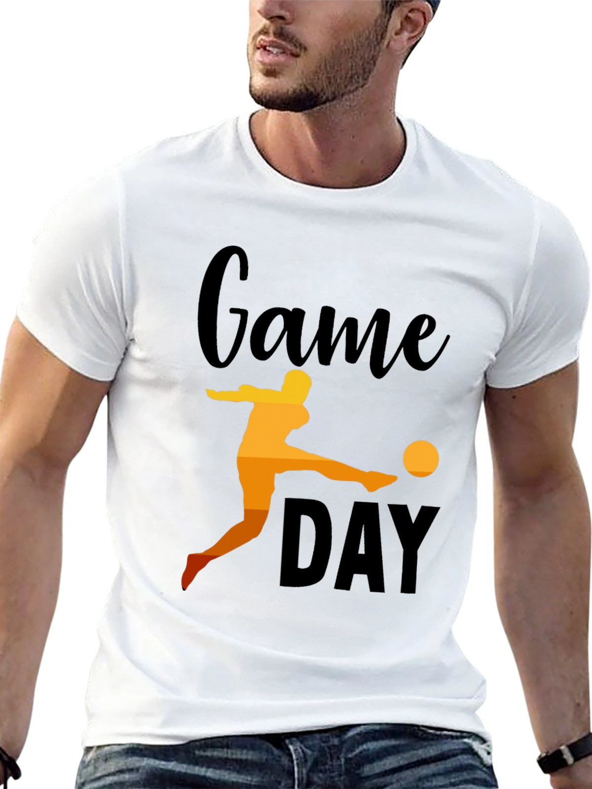 Game Day Soccer Graphic Tee - Black Cotton