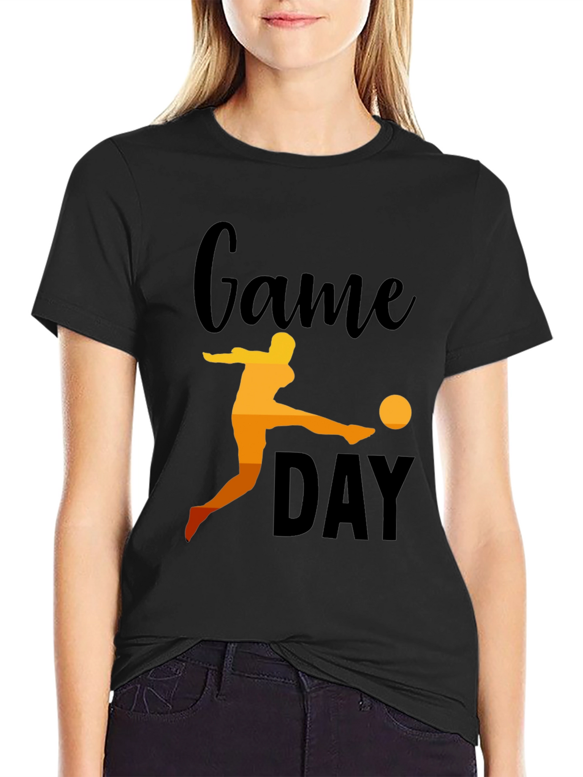 Game Day Soccer Graphic Tee - Black Cotton