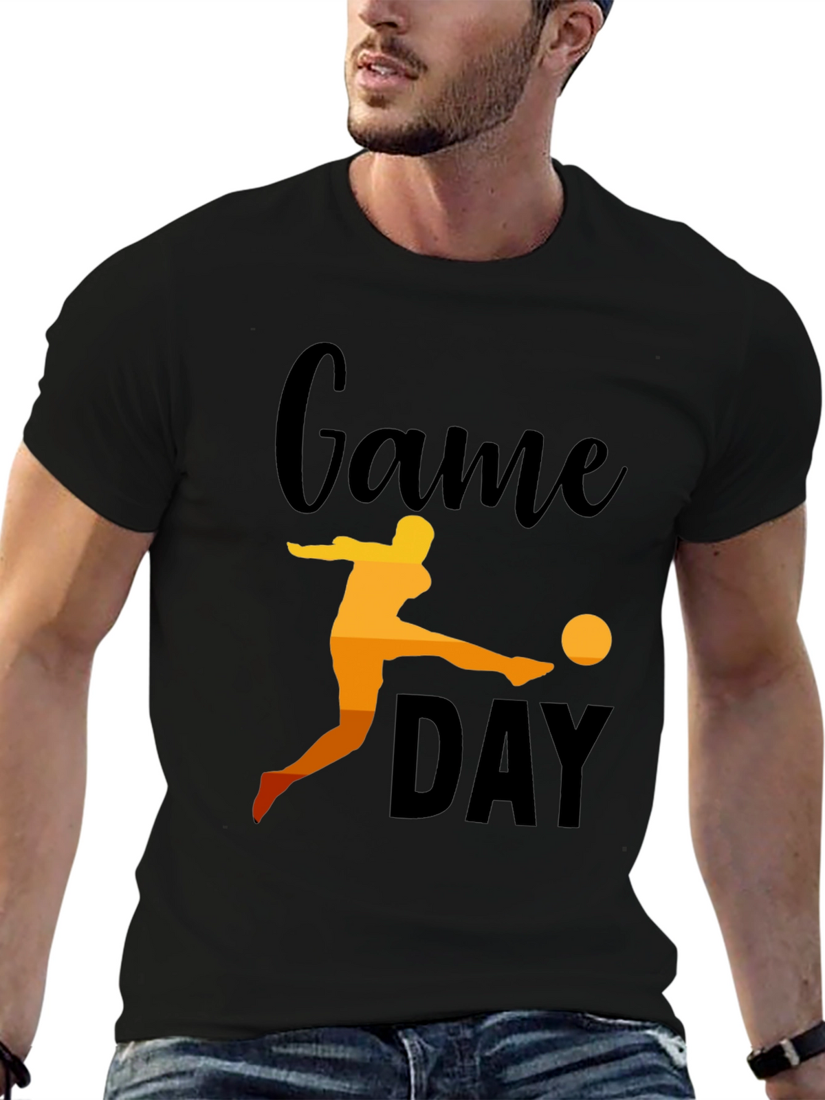 Game Day Soccer Graphic Tee - Black Cotton