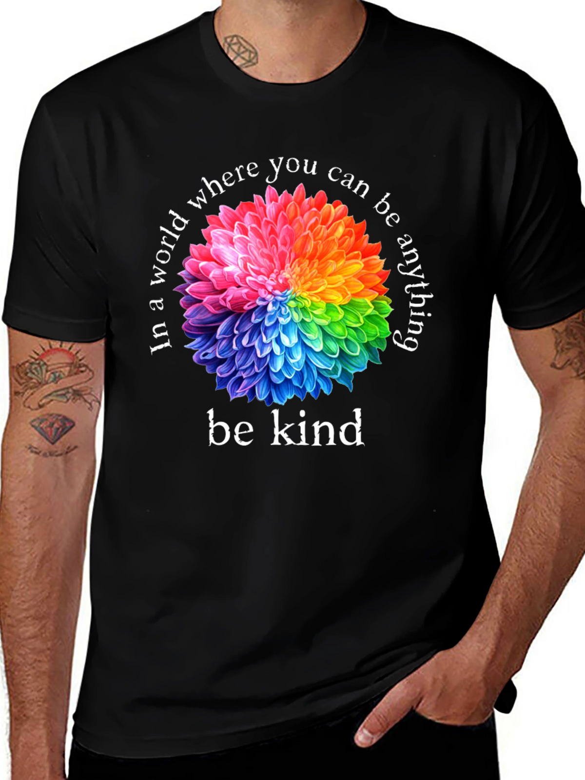 Be Kind T-Shirt - Floral Rainbow Graphic Tee