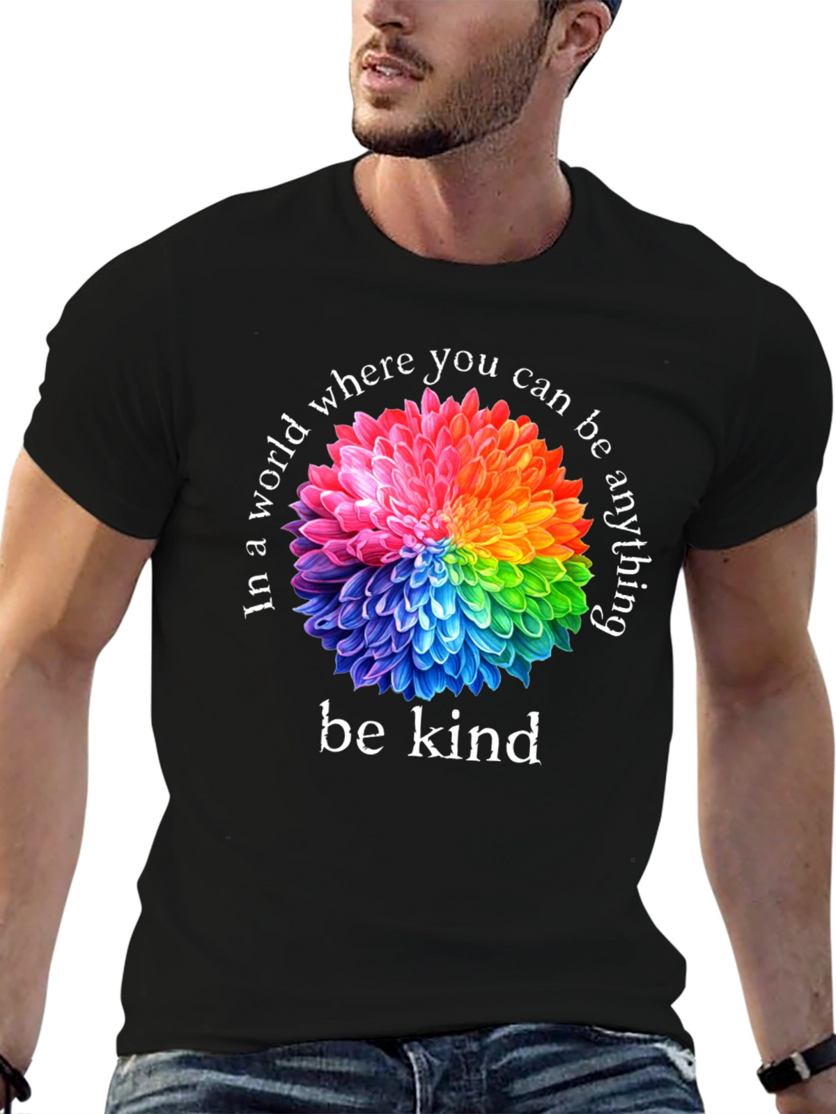 Be Kind T-Shirt - Floral Rainbow Graphic Tee