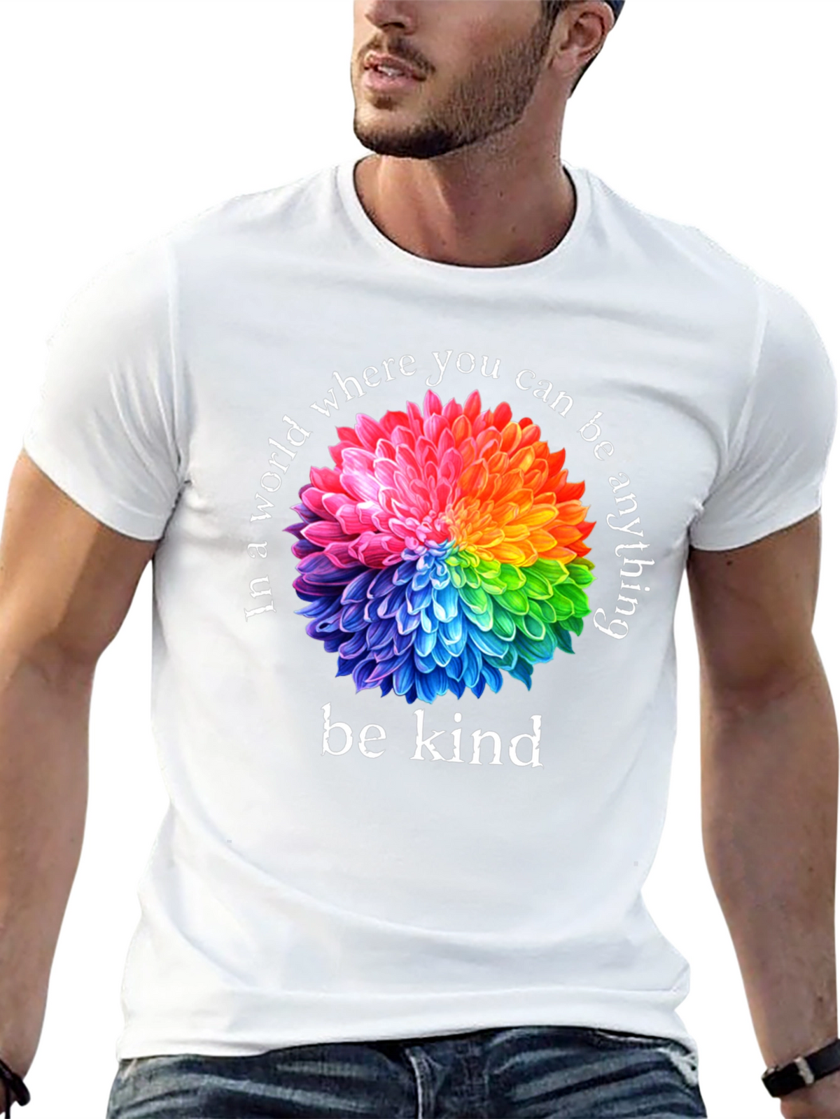 Be Kind T-Shirt - Floral Rainbow Graphic Tee