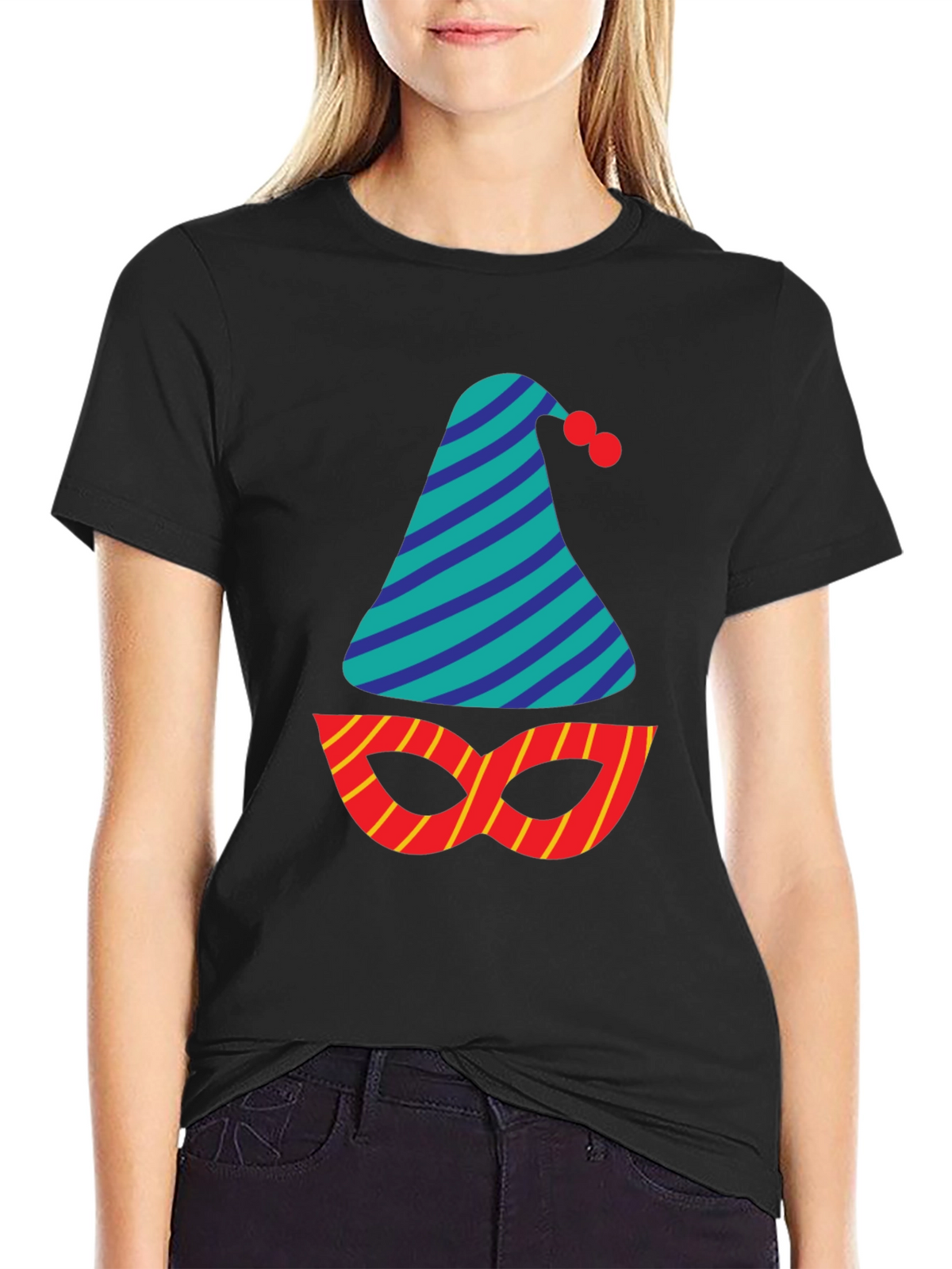 Party Time T-Shirt - Festive Hat & Mask Design