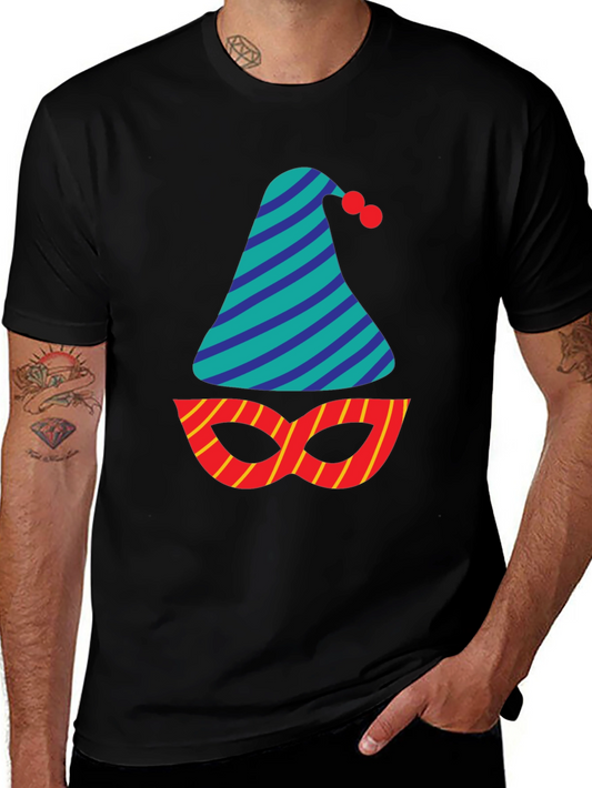 Party Time T-Shirt - Festive Hat & Mask Design