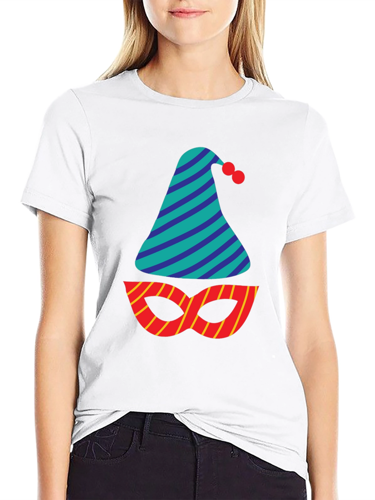Party Time T-Shirt - Festive Hat & Mask Design