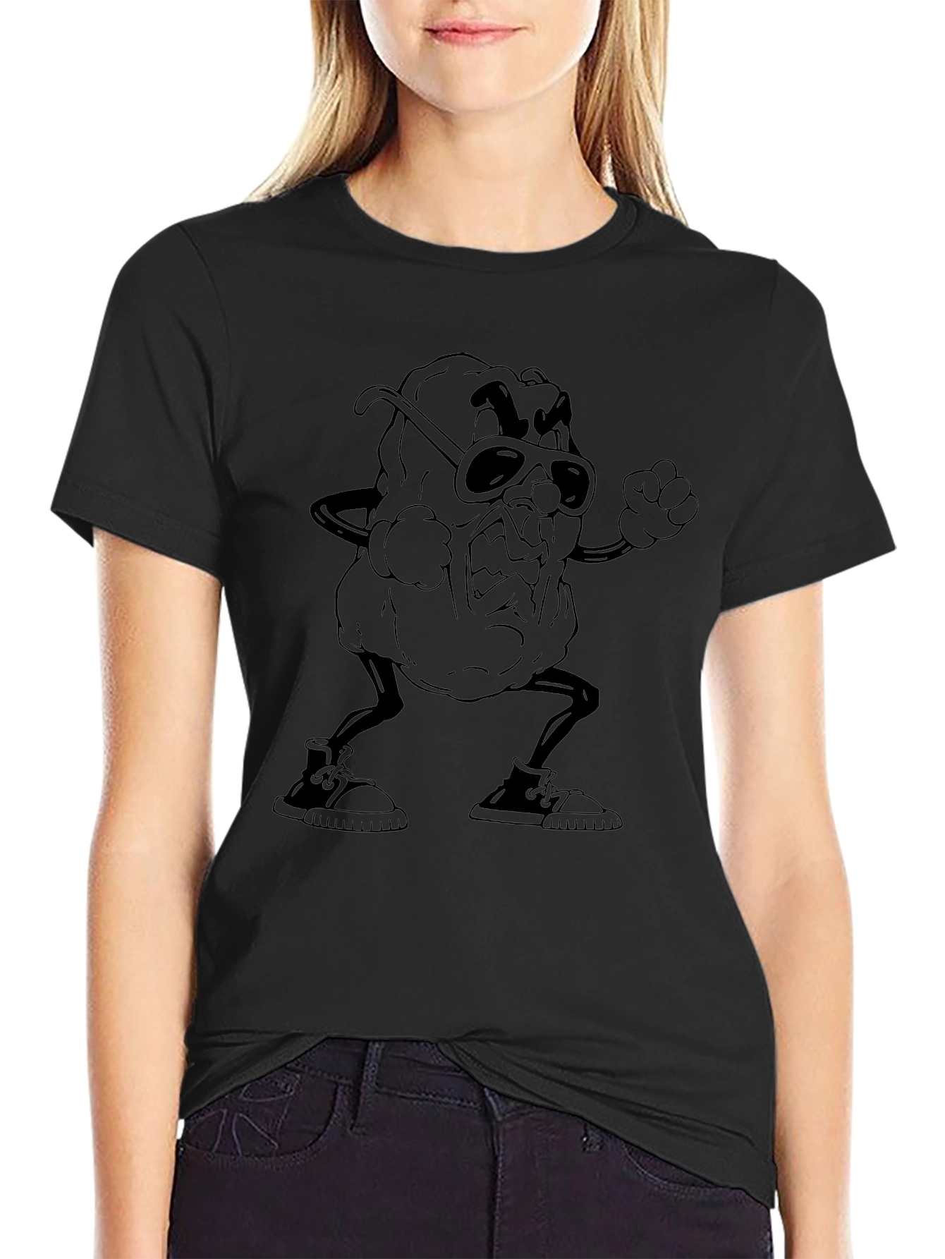 Angry Raisin Cartoon Black T-Shirt
