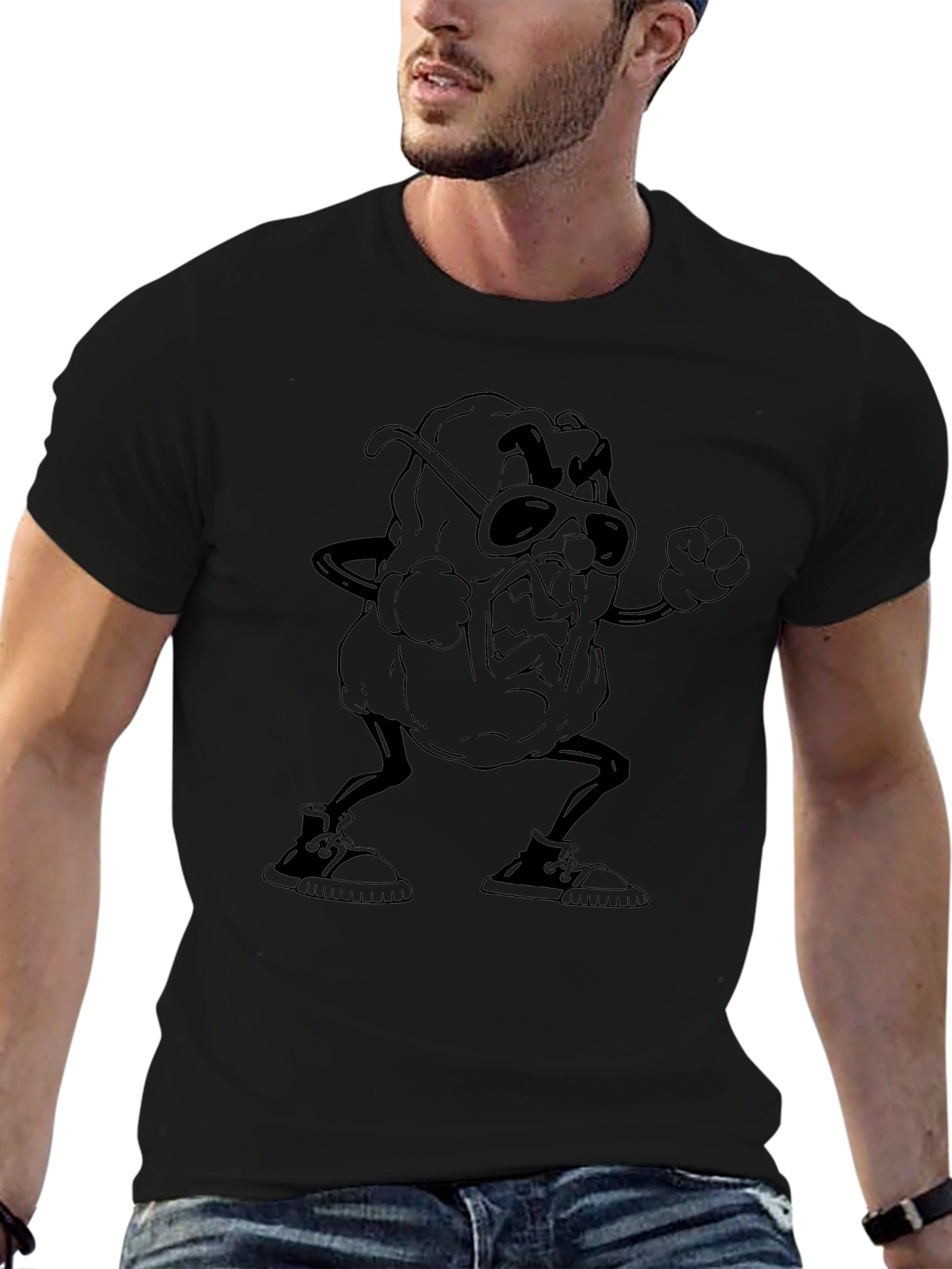 Angry Raisin Cartoon Black T-Shirt