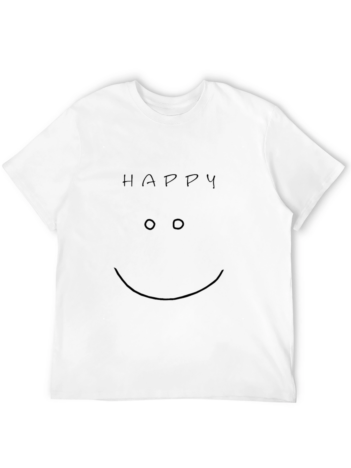 Happy Face Graphic Tee - Black Crew Neck T-Shirt