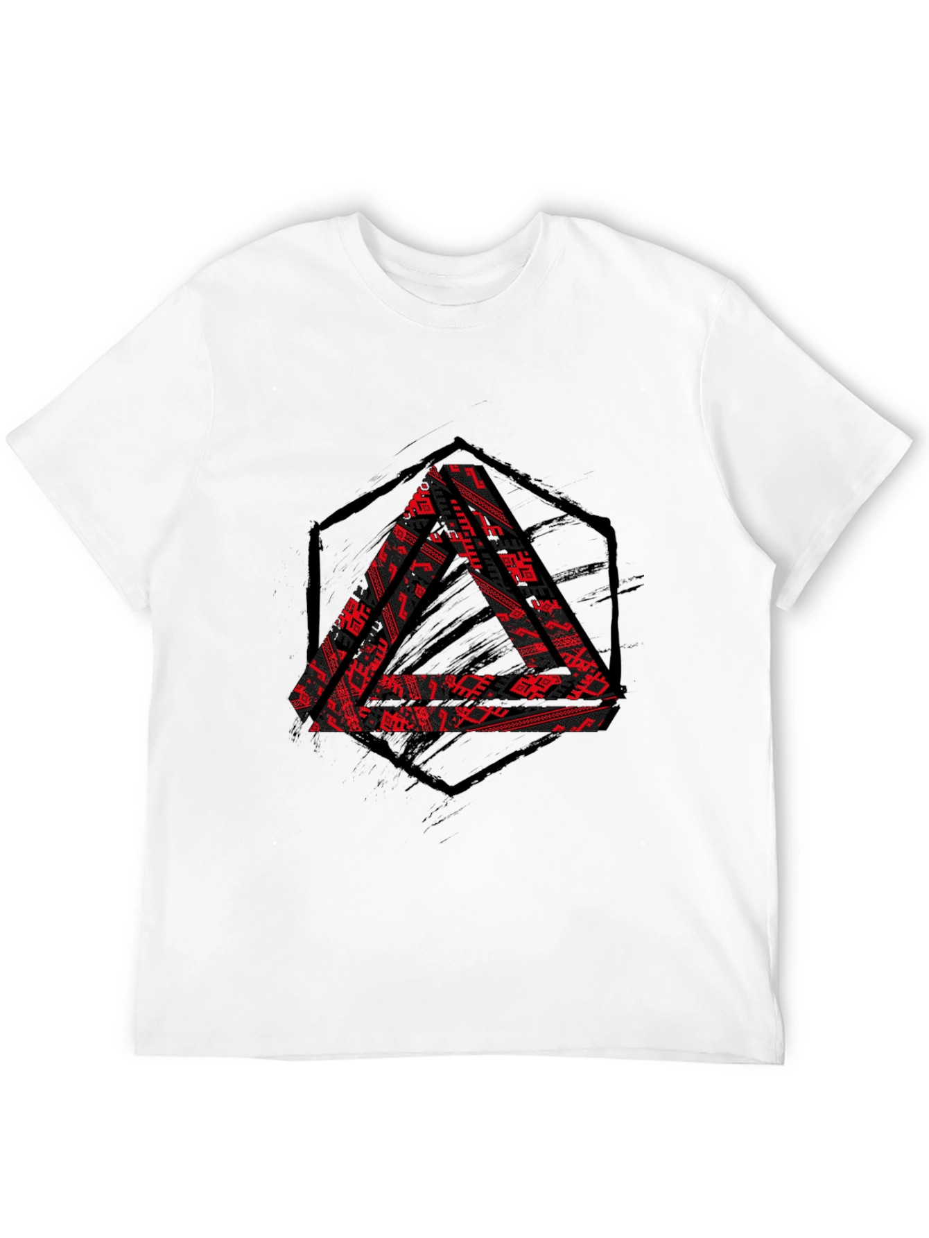 Graphic Triangle Print Black T-Shirt