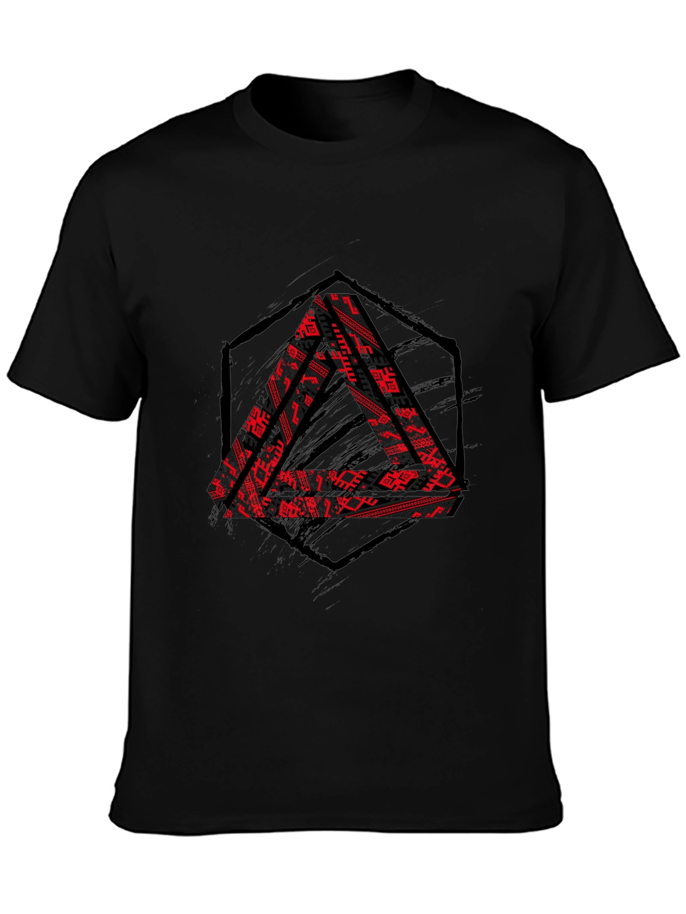 Graphic Triangle Print Black T-Shirt