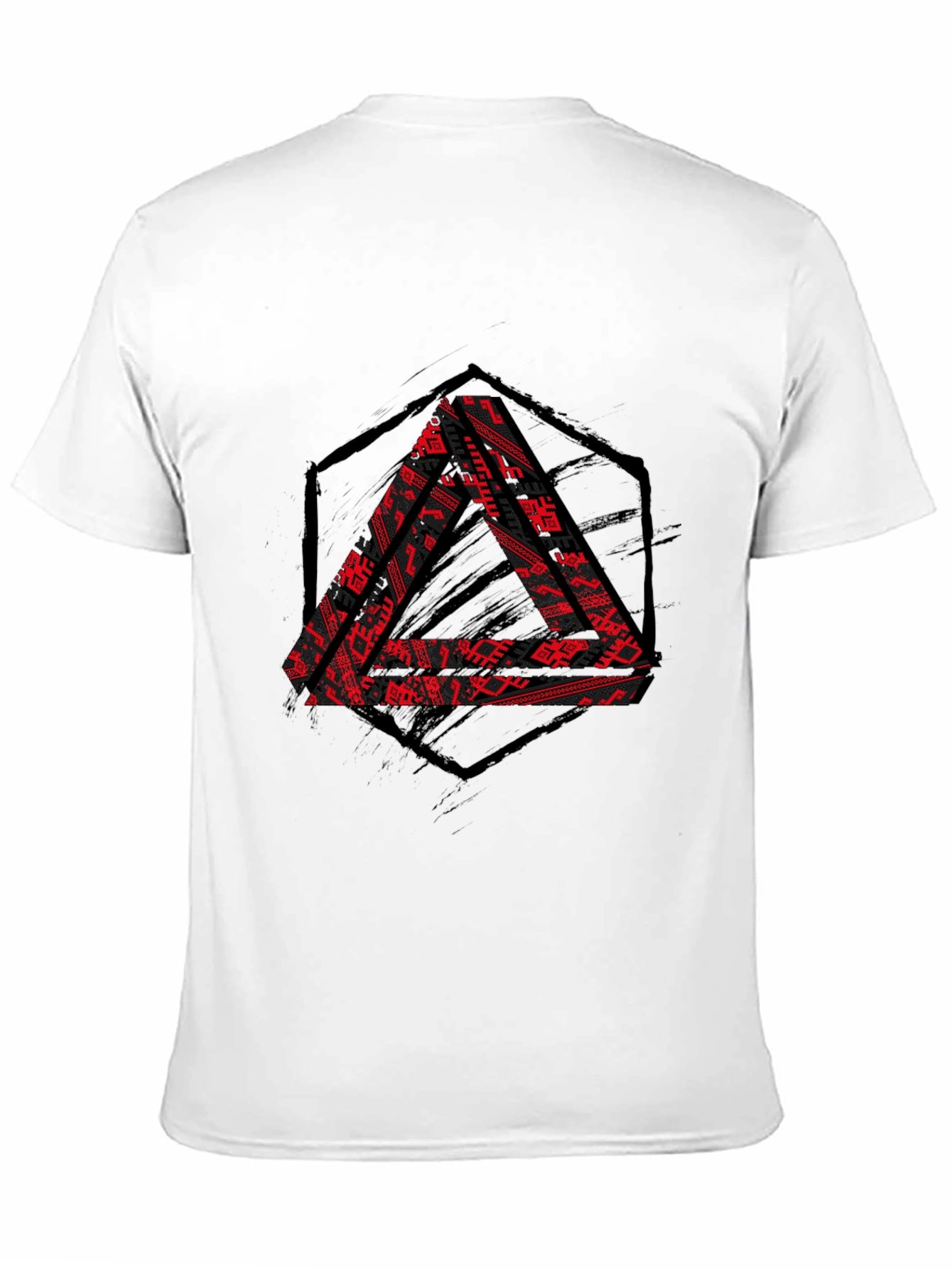 Graphic Triangle Print Black T-Shirt