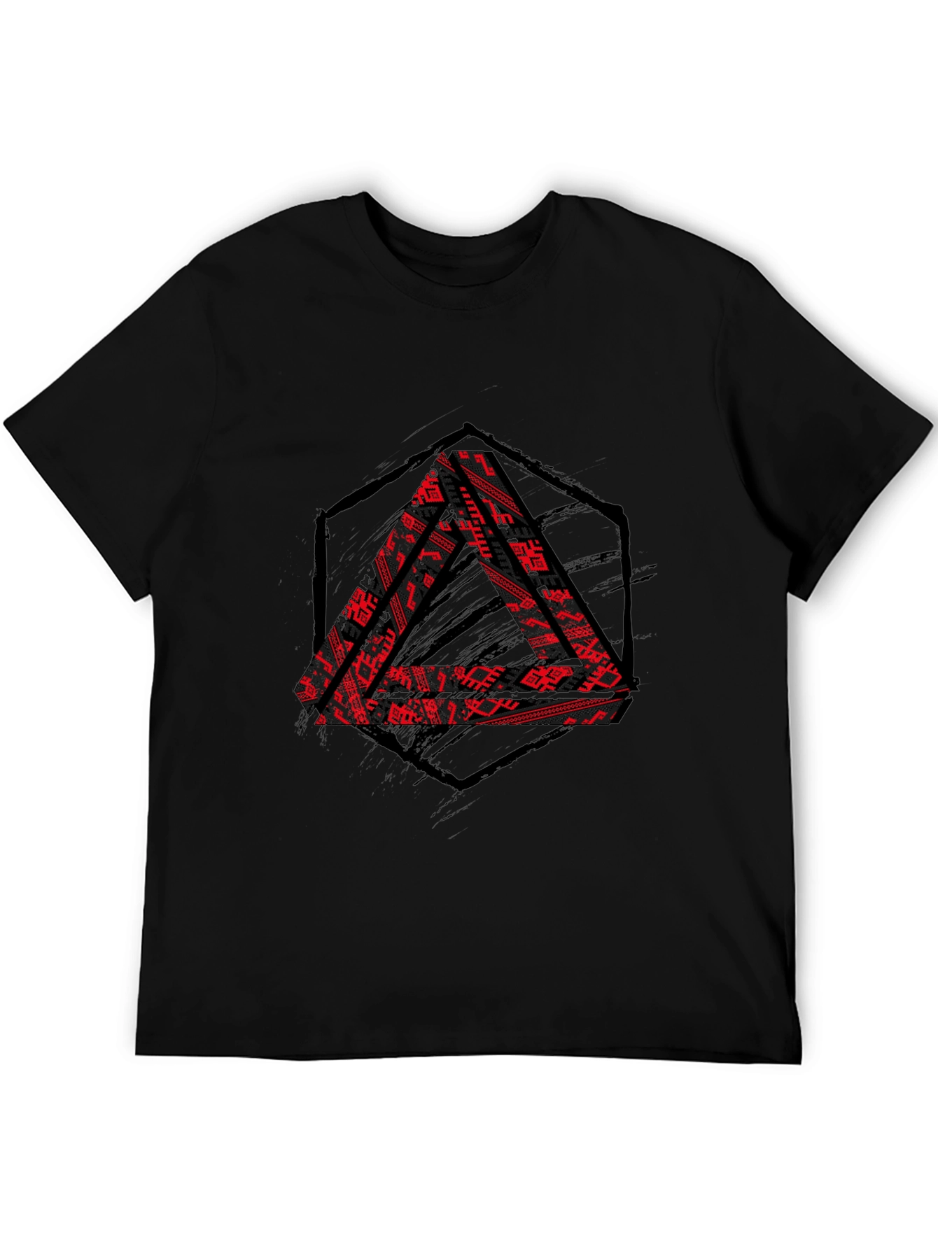 Graphic Triangle Print Black T-Shirt