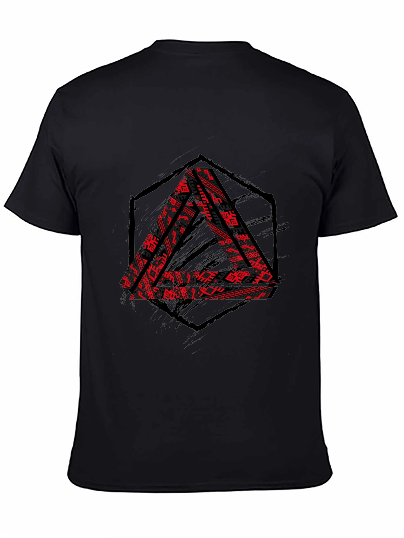 Graphic Triangle Print Black T-Shirt