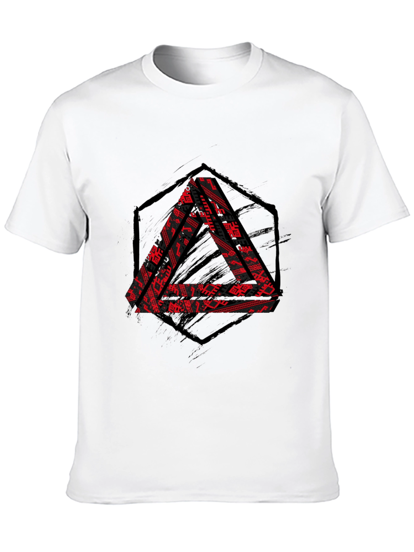 Graphic Triangle Print Black T-Shirt