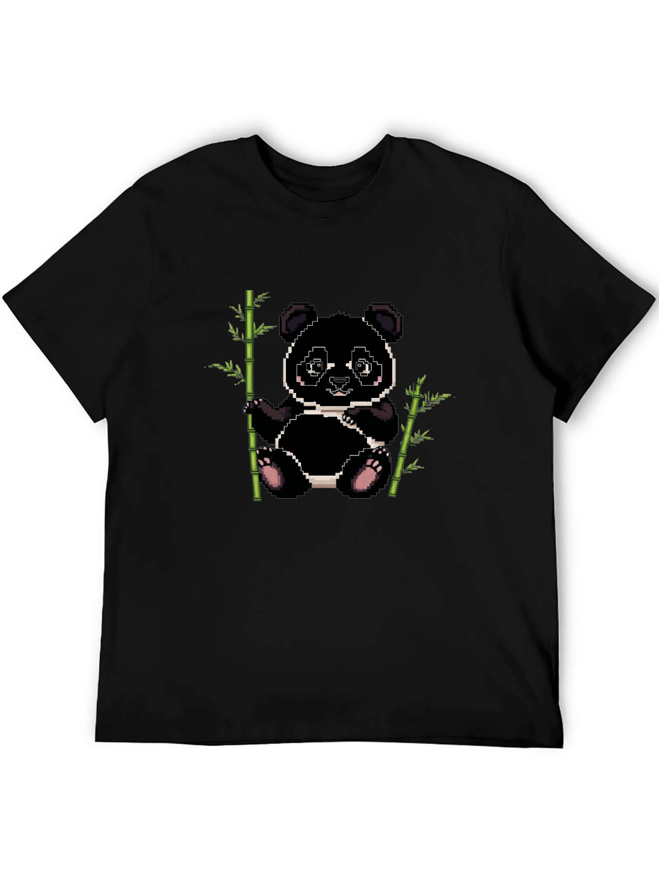 Pixel Panda Bamboo T-Shirt - Black